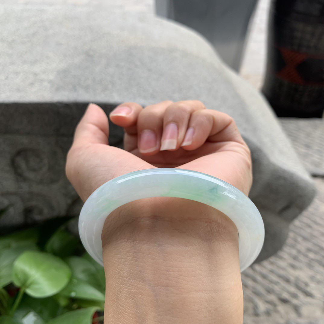 圈口 55.2-10【冰晴绿圆条手镯】圆条55 56可戴