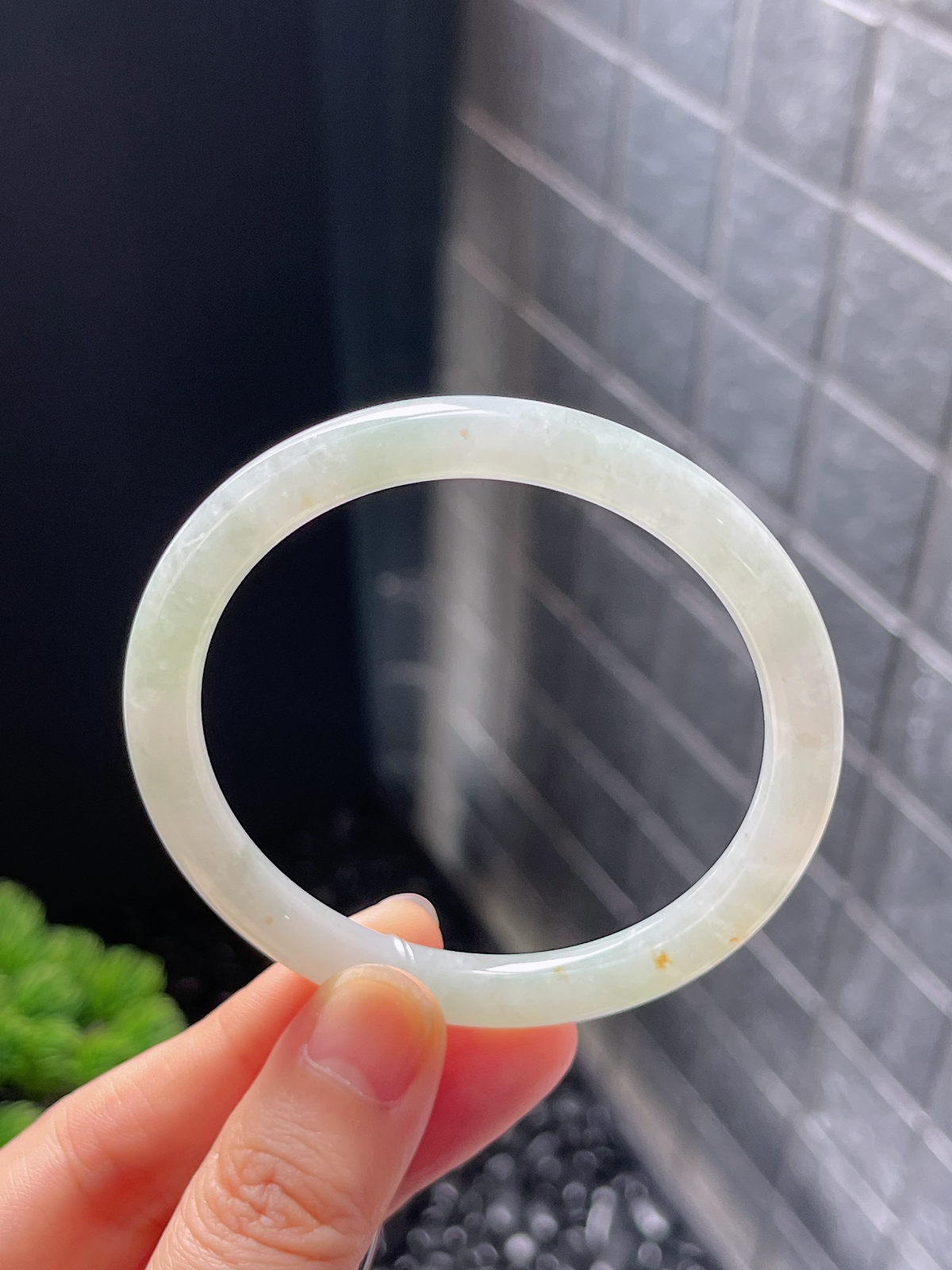 圆镯53.1圈口，翡翠冰糯种白色手镯