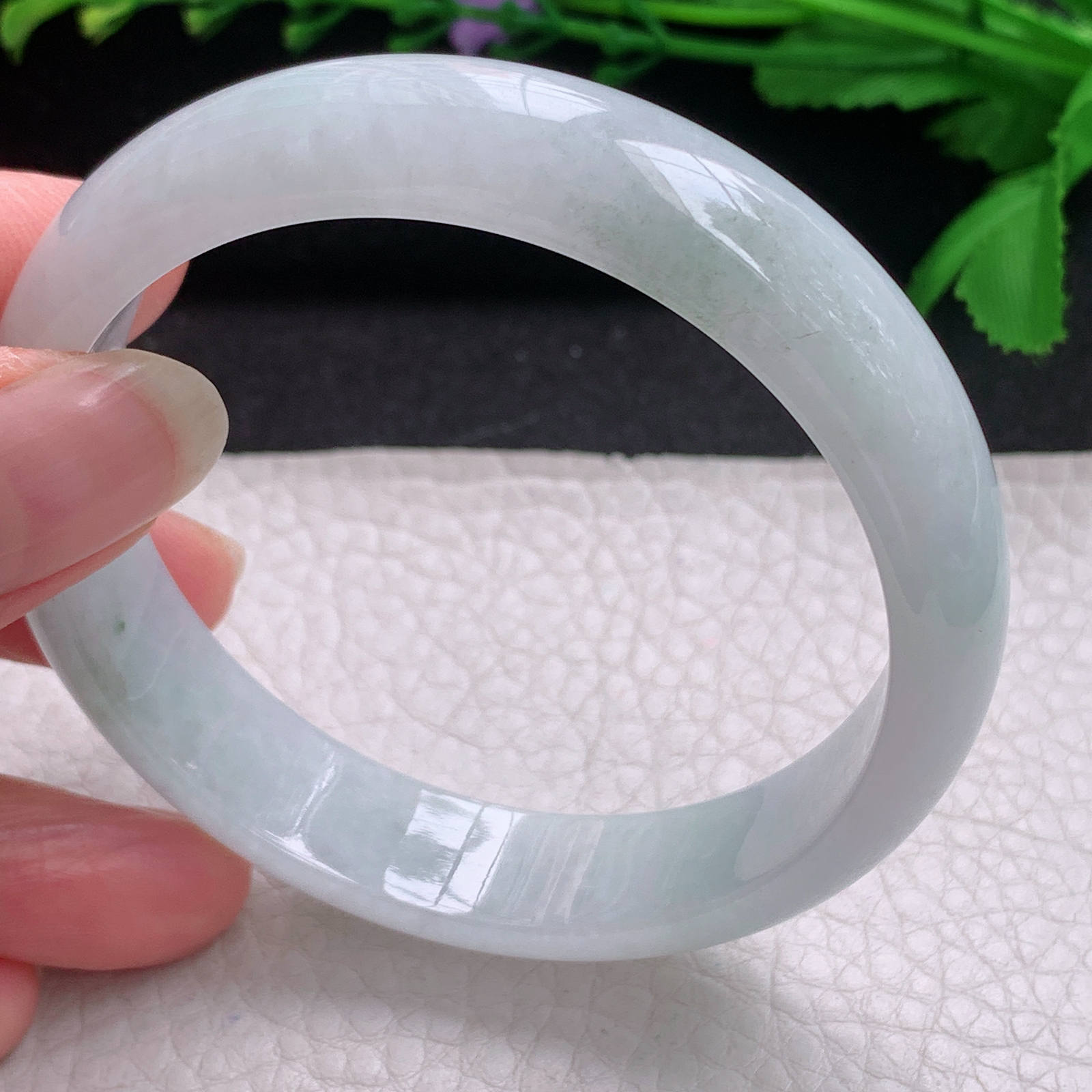 js纯美款58*13.8*7平安镯 缅甸翡翠A货玉手镯精美冰纯宽边玉手环