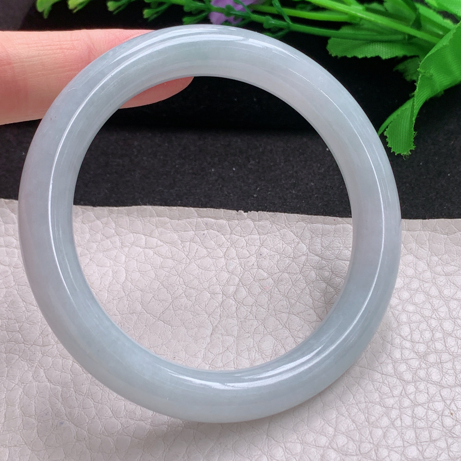 js纯美款58*10.5*10美人镯 缅甸翡翠A货玉手镯精美冰纯圆条玉手环