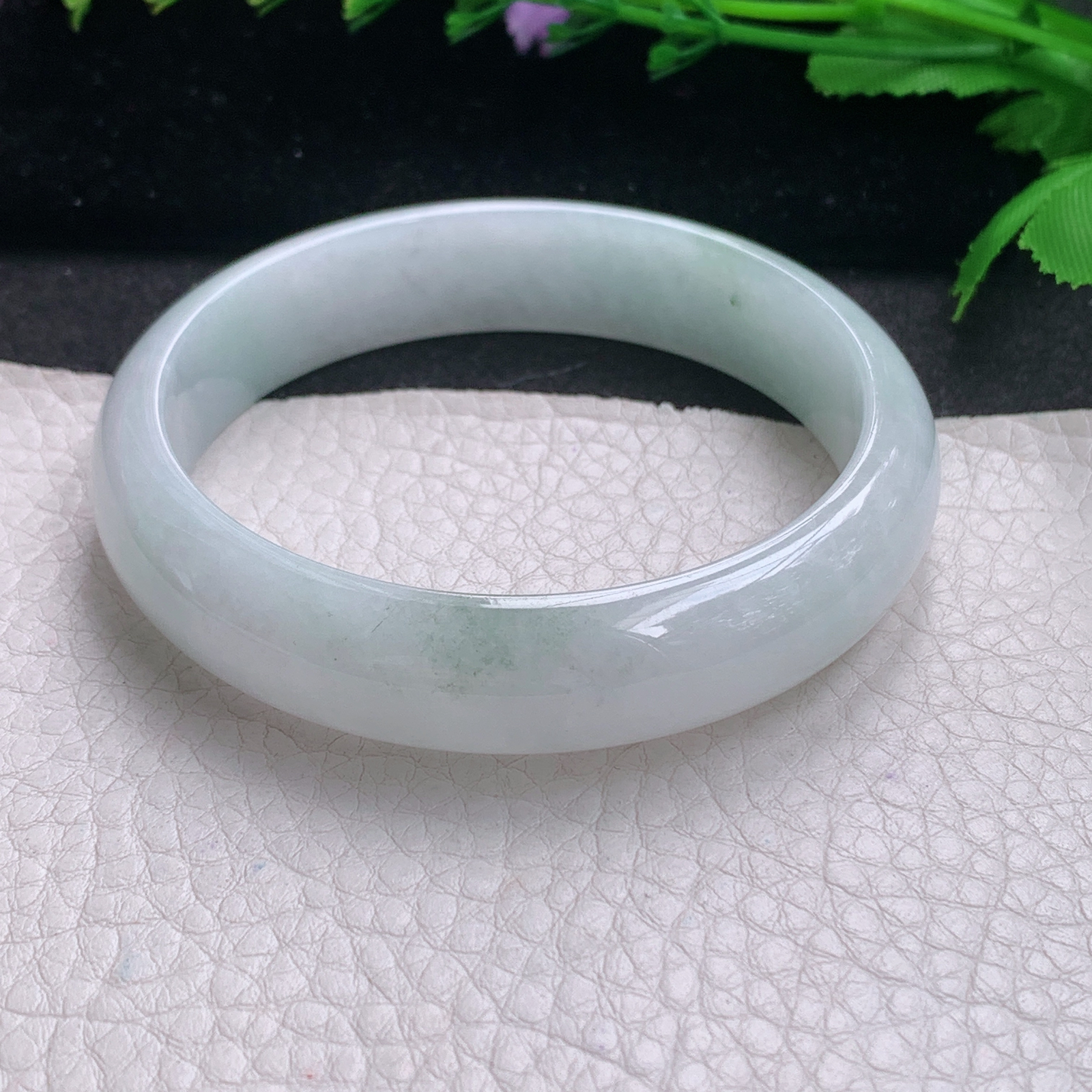 js纯美款58*13.8*7平安镯 缅甸翡翠A货玉手镯精美冰纯宽边玉手环