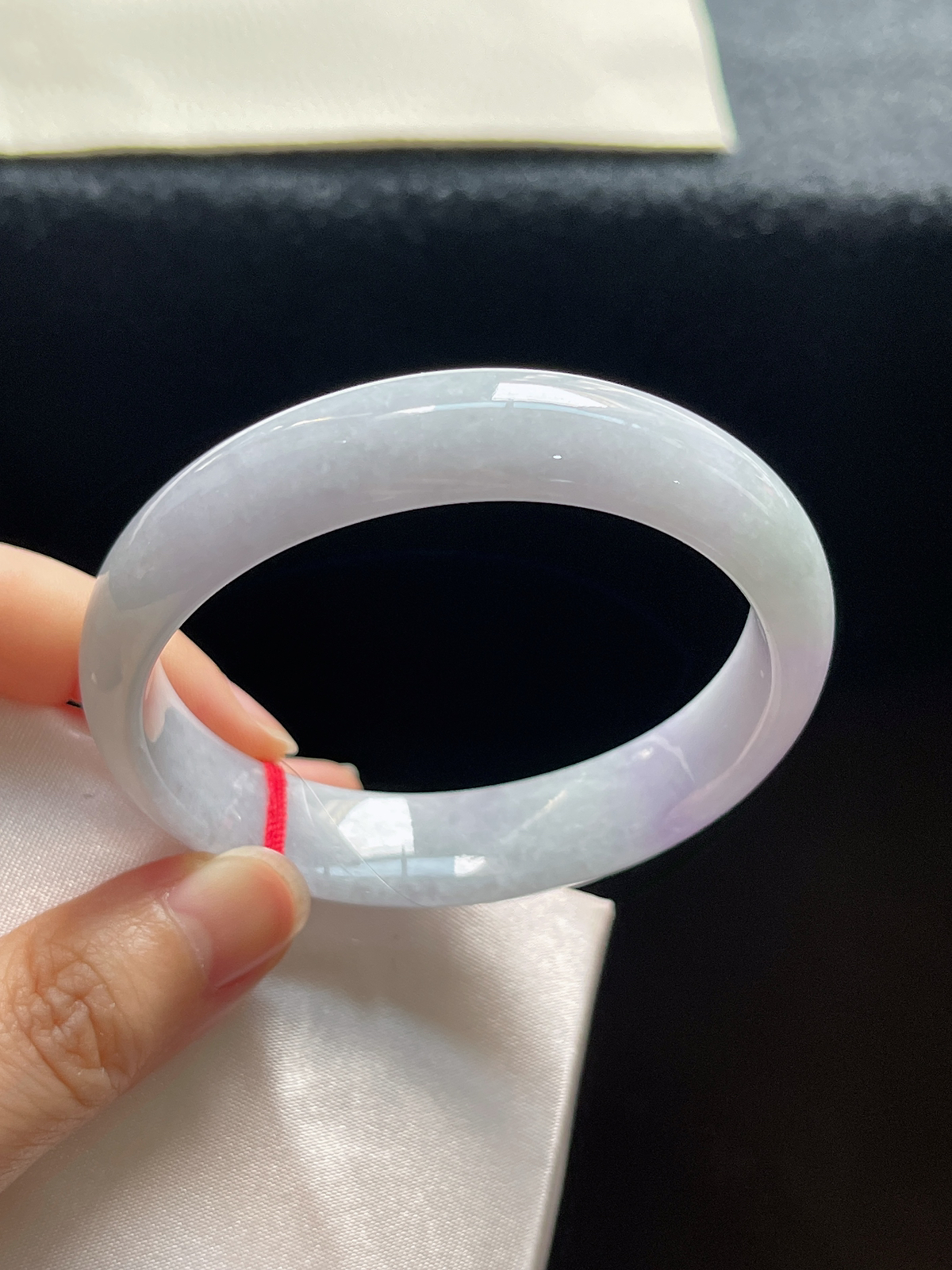 贵妃镯54.2圈口，翡翠糯化种紫色手镯