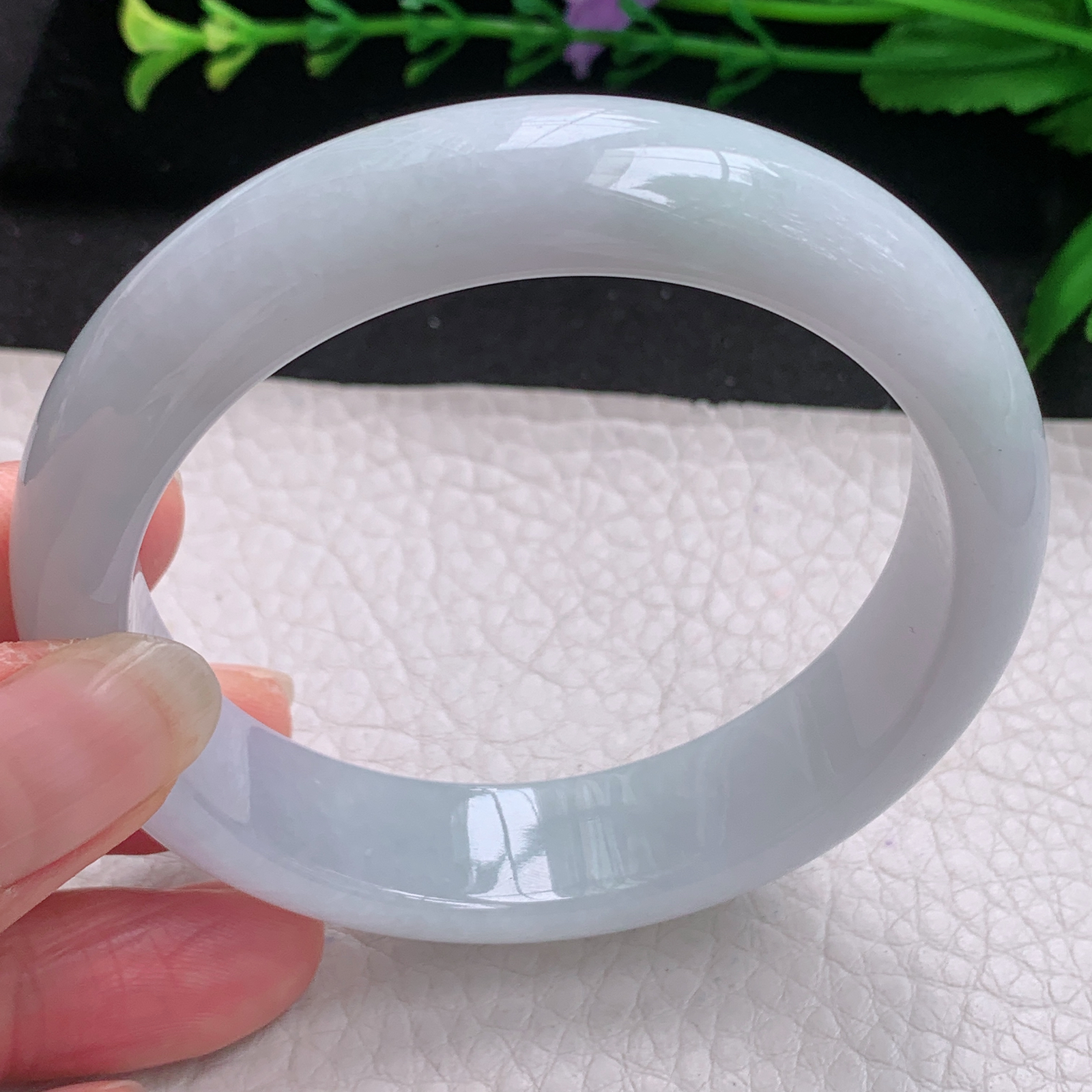 nr白月光款57*14.3*8.2平安镯 缅甸翡翠A货玉手镯精美纯美宽边玉手镯