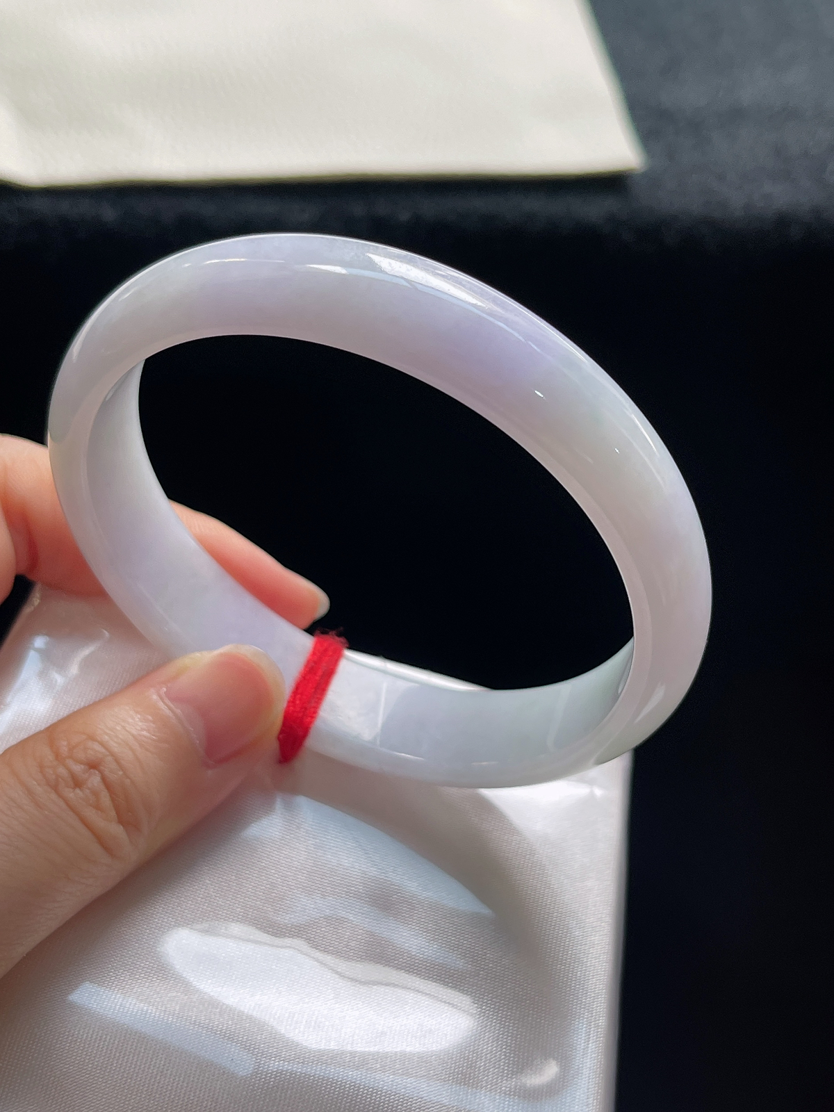 贵妃镯59.8圈口，翡翠糯化种紫色手镯