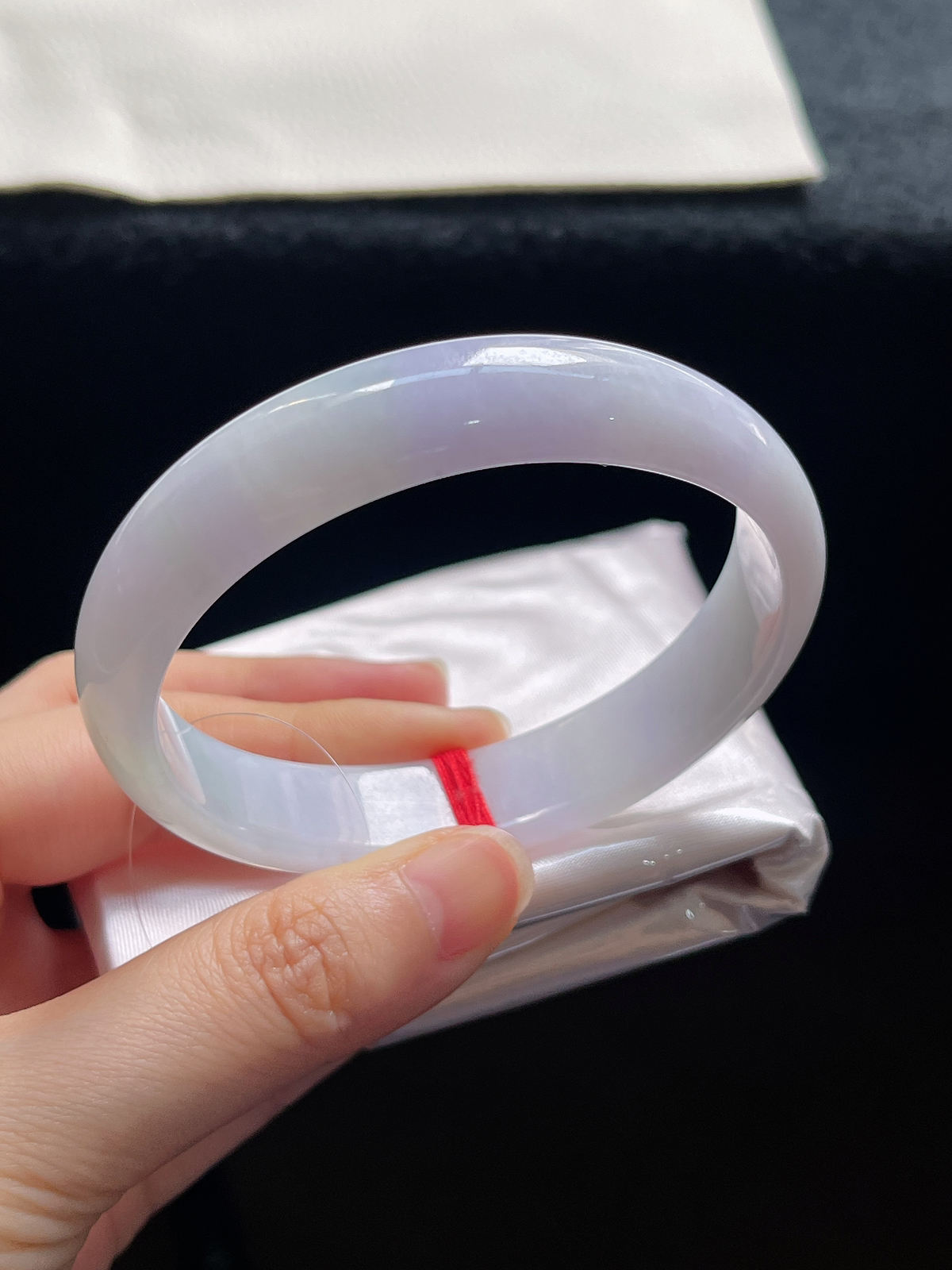 贵妃镯59.8圈口，翡翠糯化种紫色手镯