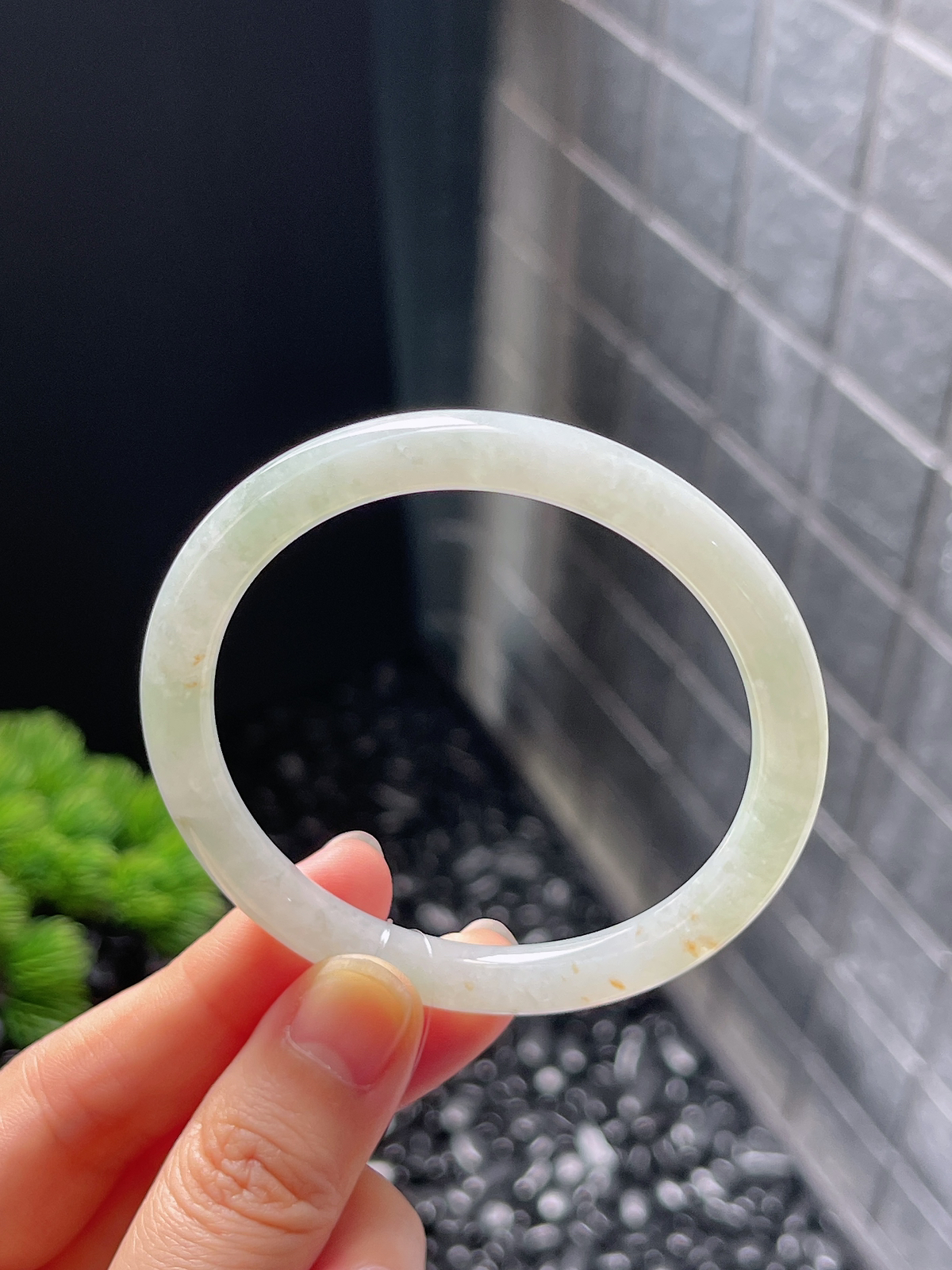 圆镯53.1圈口，翡翠冰糯种白色手镯