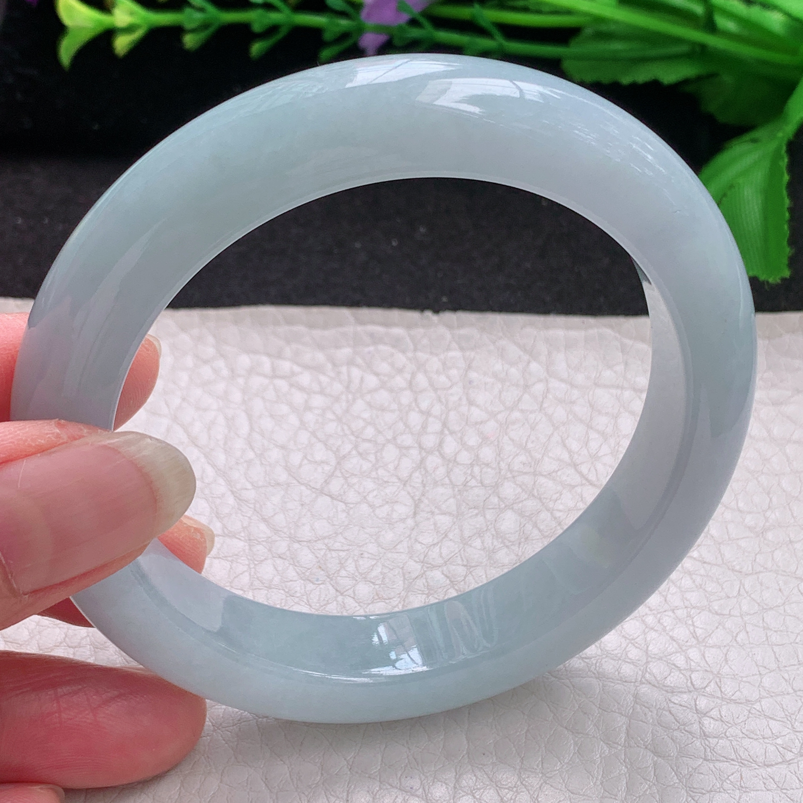 ee实拍59*12.4*9.6平安镯 缅甸翡翠A货玉手镯精美蓝韵宽边玉手镯