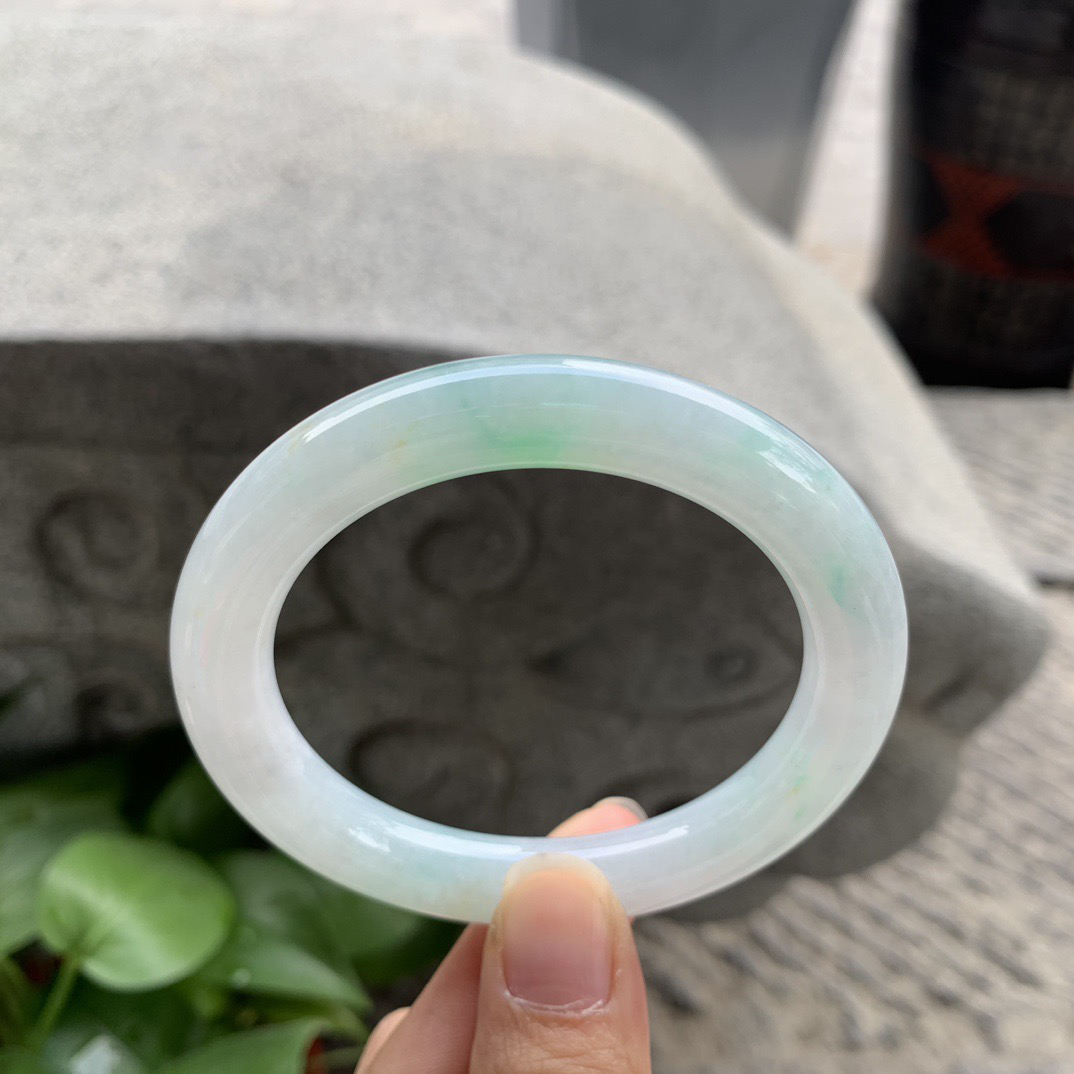 圈口 55.2-10【冰晴绿圆条手镯】圆条55 56可戴