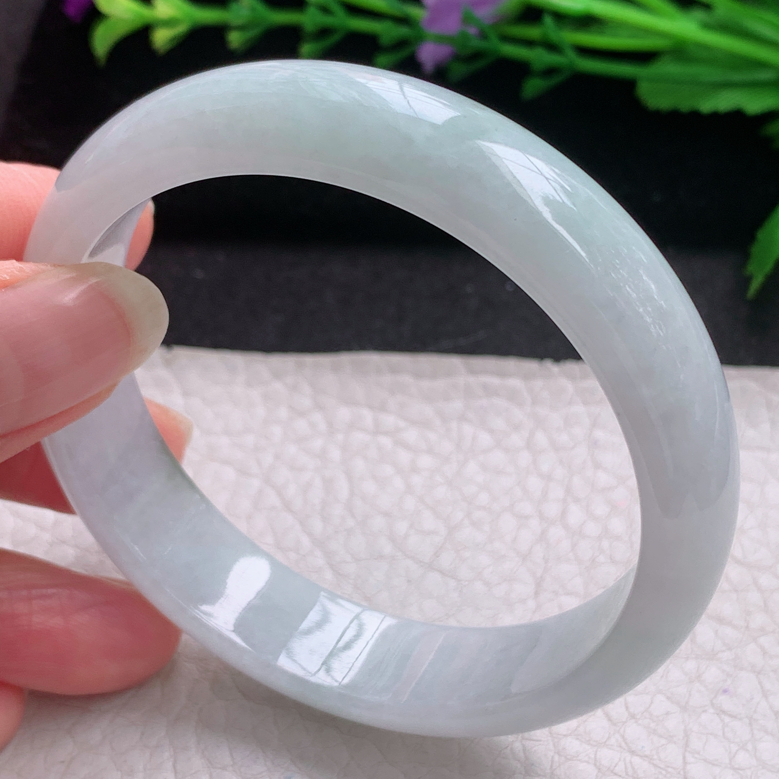 js纯美款58*13.8*7平安镯 缅甸翡翠A货玉手镯精美冰纯宽边玉手环