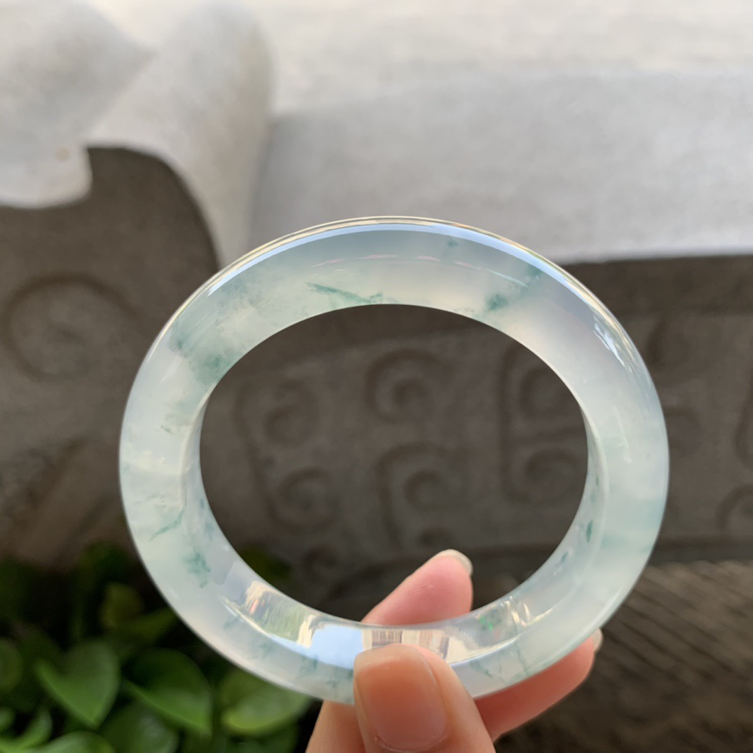 圈口55.7-11.7-9.8 【高冰飘花正圈手镯】正圈55 56可戴