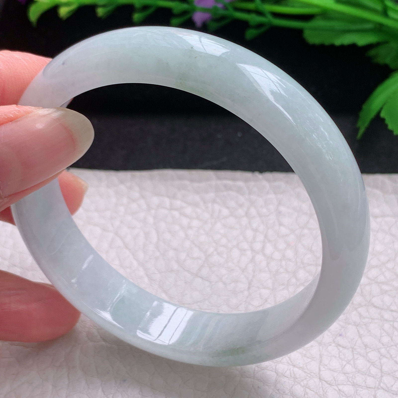 js纯美款58*13.8*7平安镯 缅甸翡翠A货玉手镯精美冰纯宽边玉手环