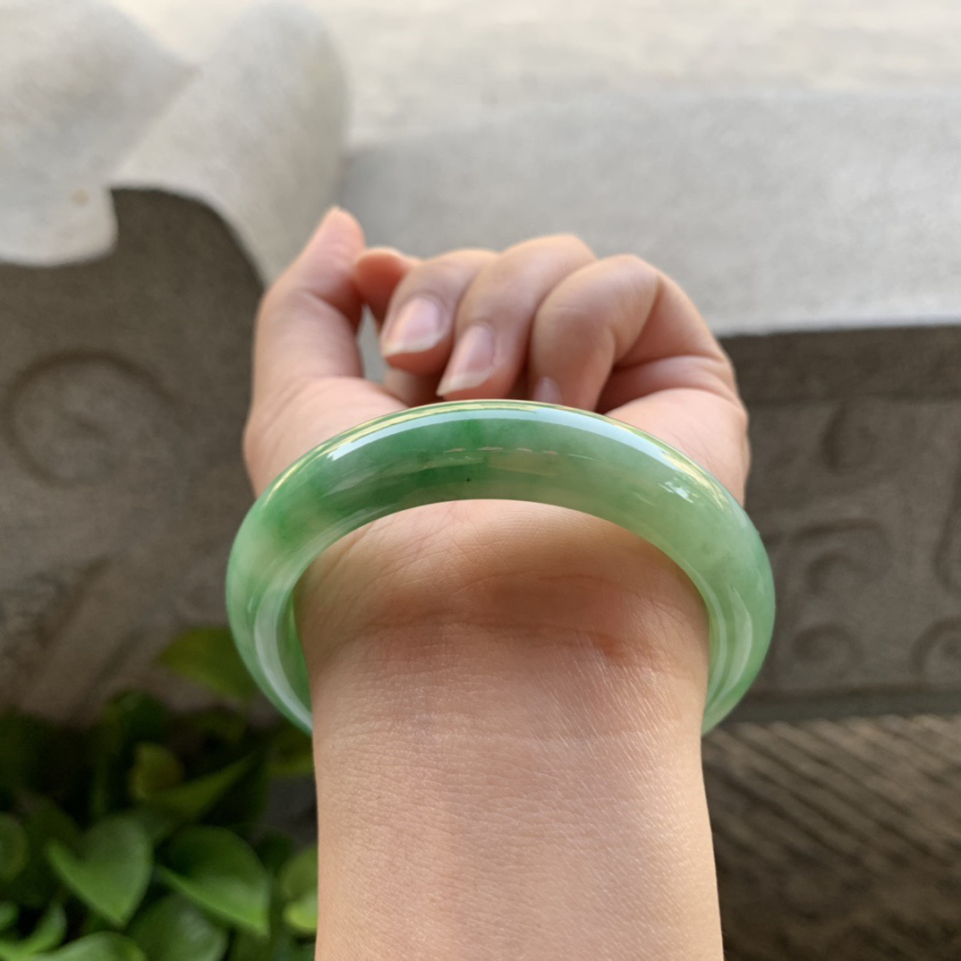 圈口54.8-12.4-8.5 【芙蓉绿正圈手镯】正圈54 55可戴