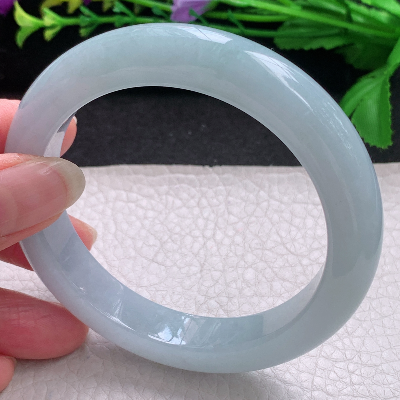 ee实拍59*12.4*9.6平安镯 缅甸翡翠A货玉手镯精美蓝韵宽边玉手镯