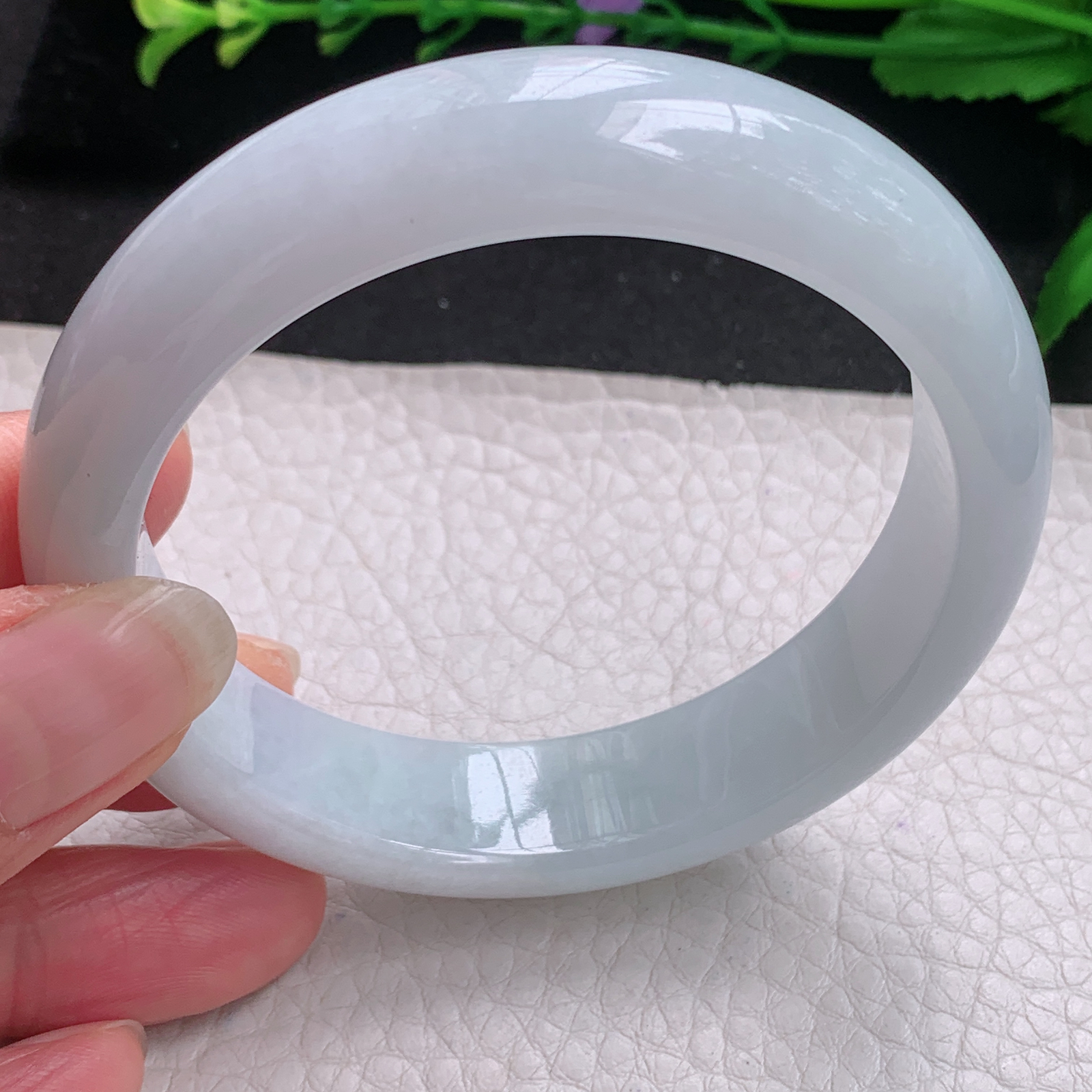 nr白月光款57*14.3*8.2平安镯 缅甸翡翠A货玉手镯精美纯美宽边玉手镯