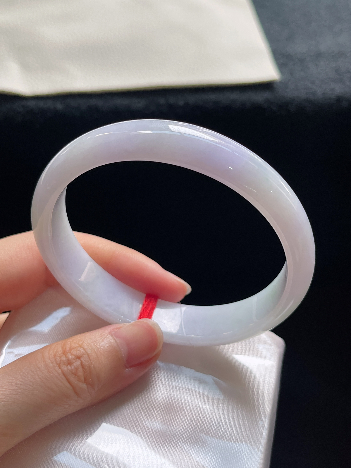 贵妃镯59.8圈口，翡翠糯化种紫色手镯