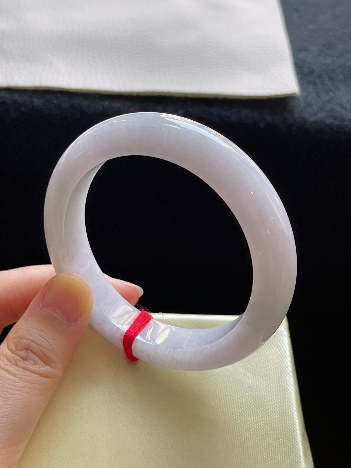 正圈52.8圈口，翡翠糯化种浅紫色手镯