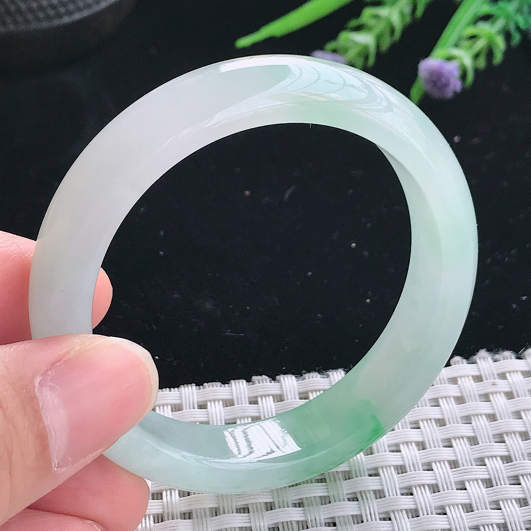 实拍天然翡翠50.8/12.4/7.6小圈口老坑冰胶果冻冰阳绿手镯翡翠玉镯手环