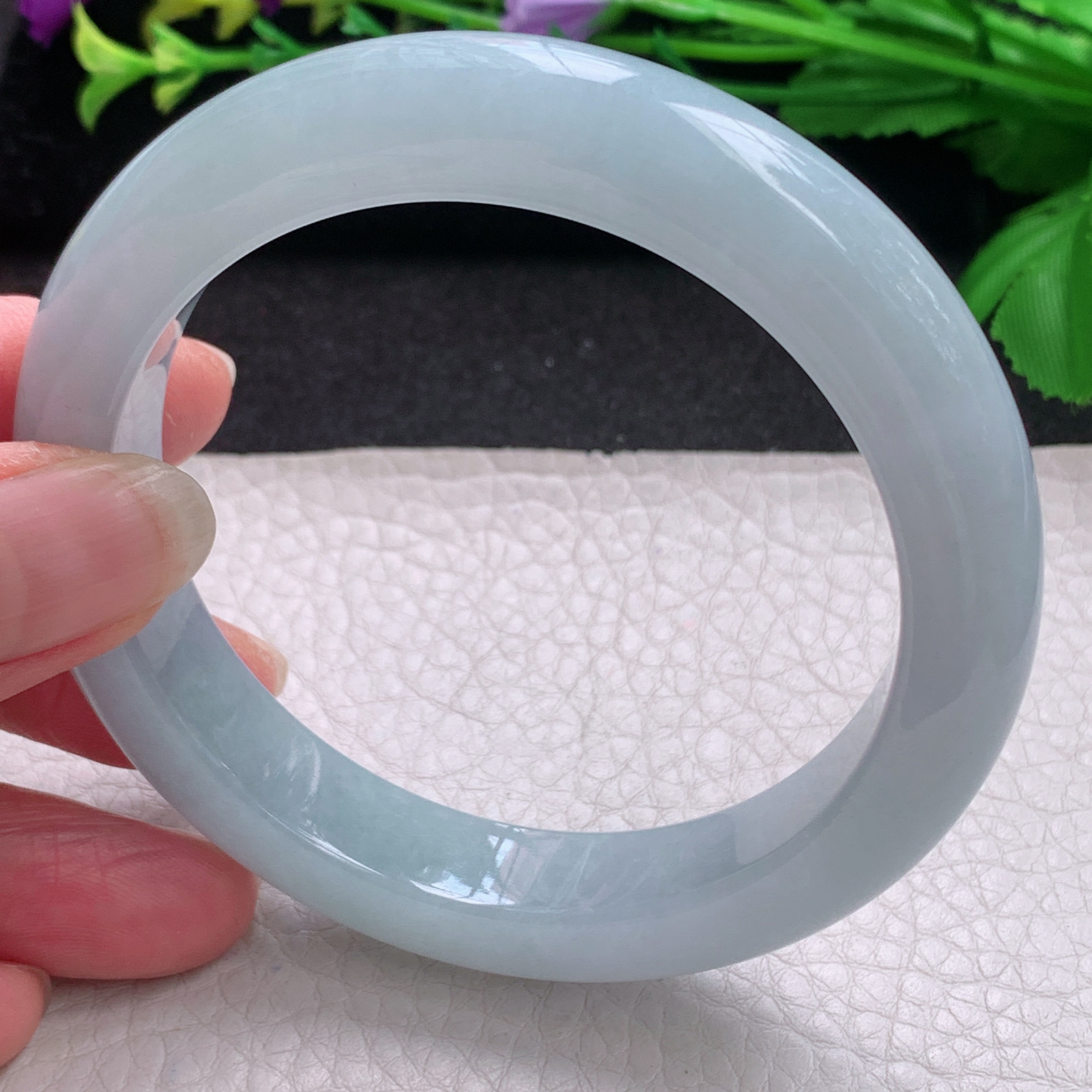 ee实拍59*12.4*9.6平安镯 缅甸翡翠A货玉手镯精美蓝韵宽边玉手镯