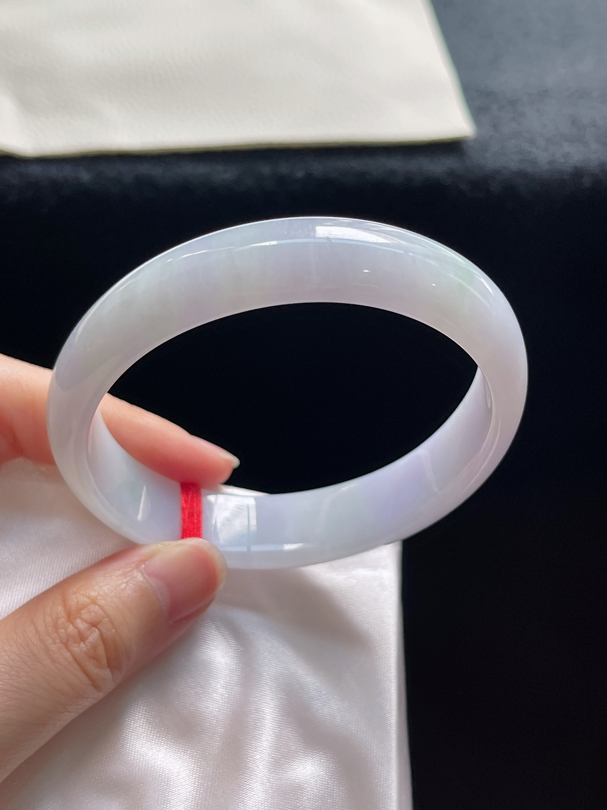 贵妃镯59.8圈口，翡翠糯化种紫色手镯