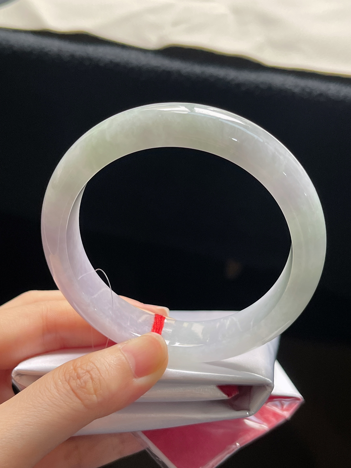 正圈61圈口，翡翠糯化种春带彩手镯