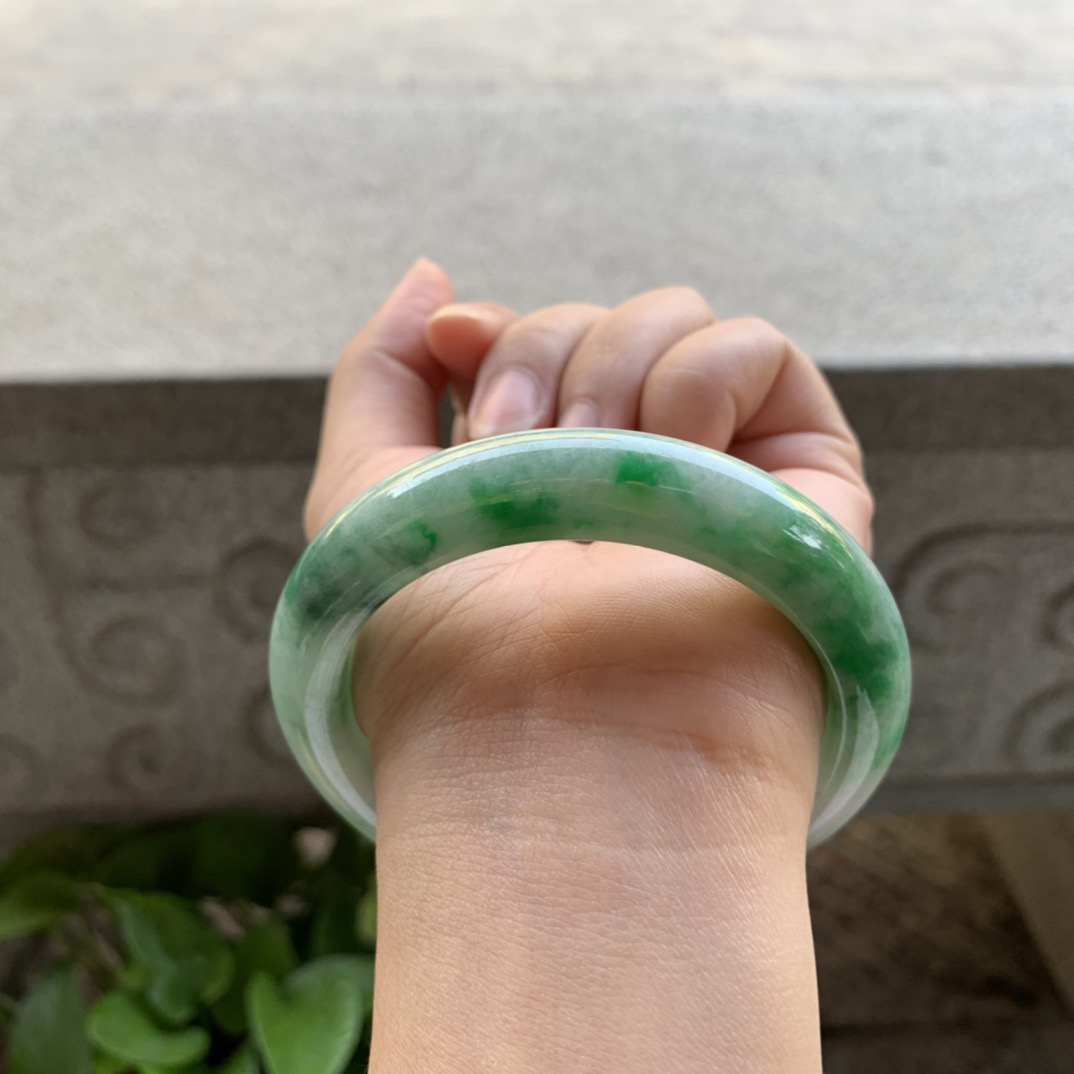 圈口 57.6-12.4-9.4【辣绿花正圈手镯】正圈57 58可戴