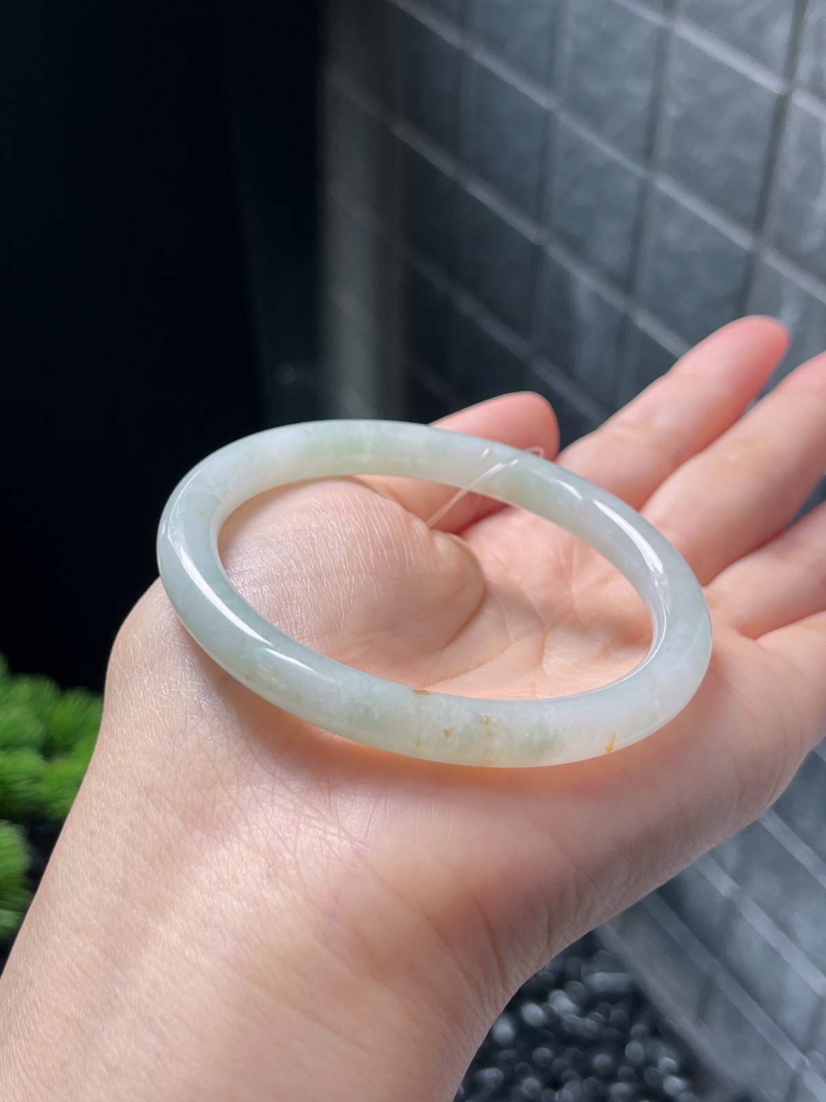 圆镯53.1圈口，翡翠冰糯种白色手镯