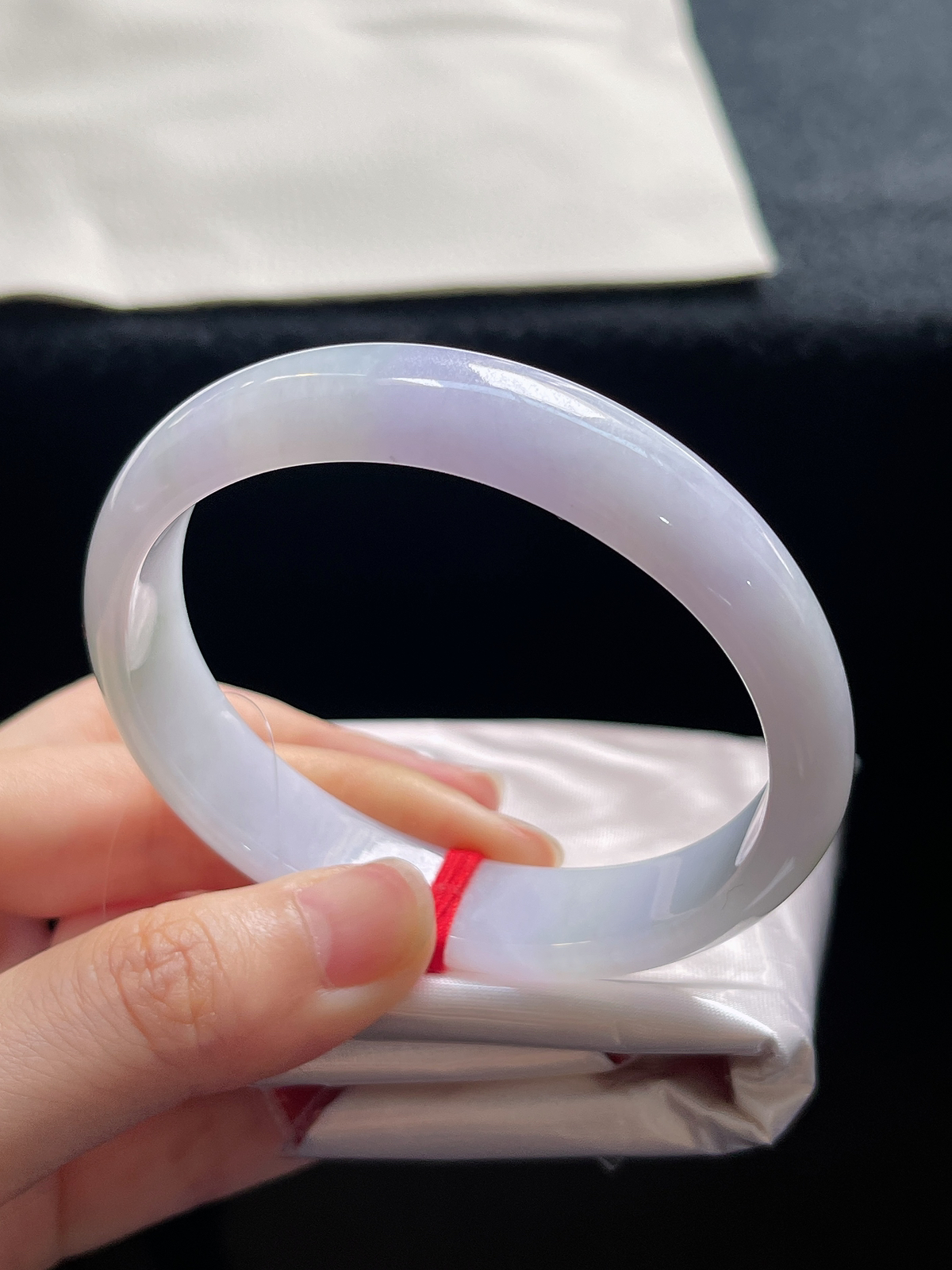 贵妃镯59.8圈口，翡翠糯化种紫色手镯