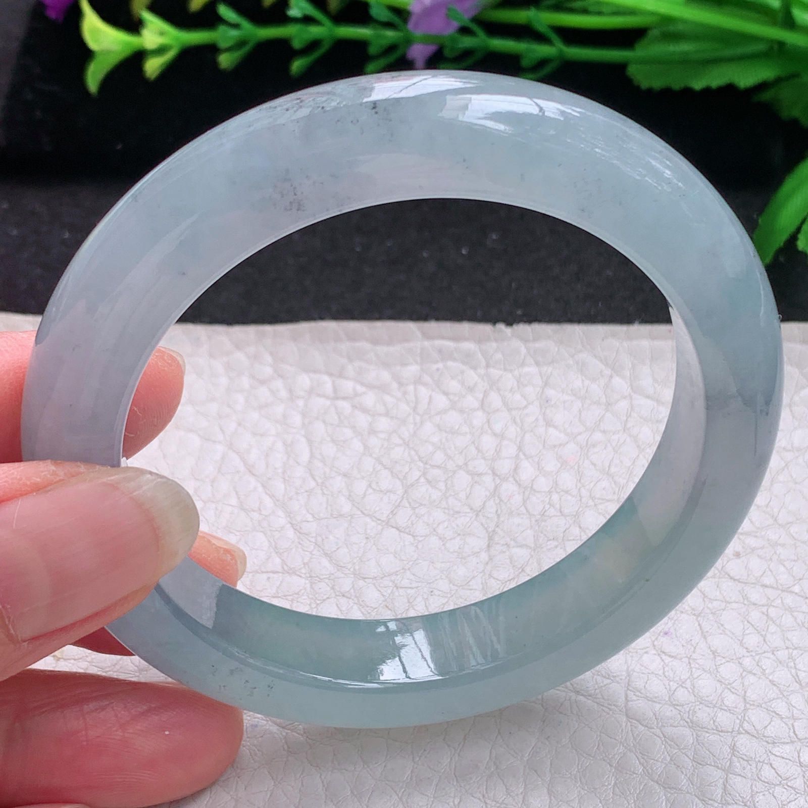 xo冰爽款55.5*11.8*9平安镯 缅甸翡翠A货玉手镯精美冰飘乌鸡花宽边玉手镯