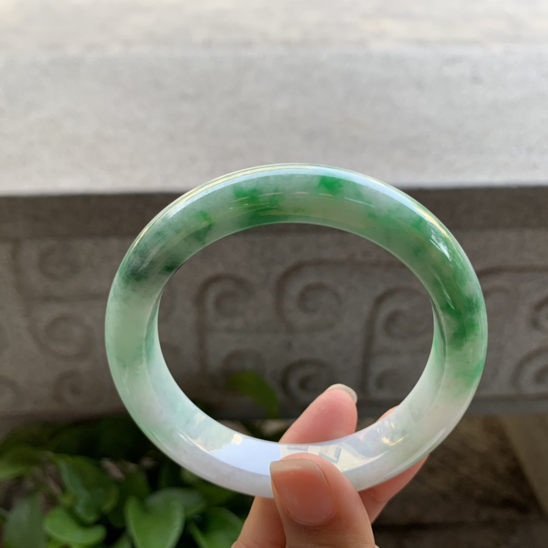 圈口 57.6-12.4-9.4【辣绿花正圈手镯】正圈57 58可戴