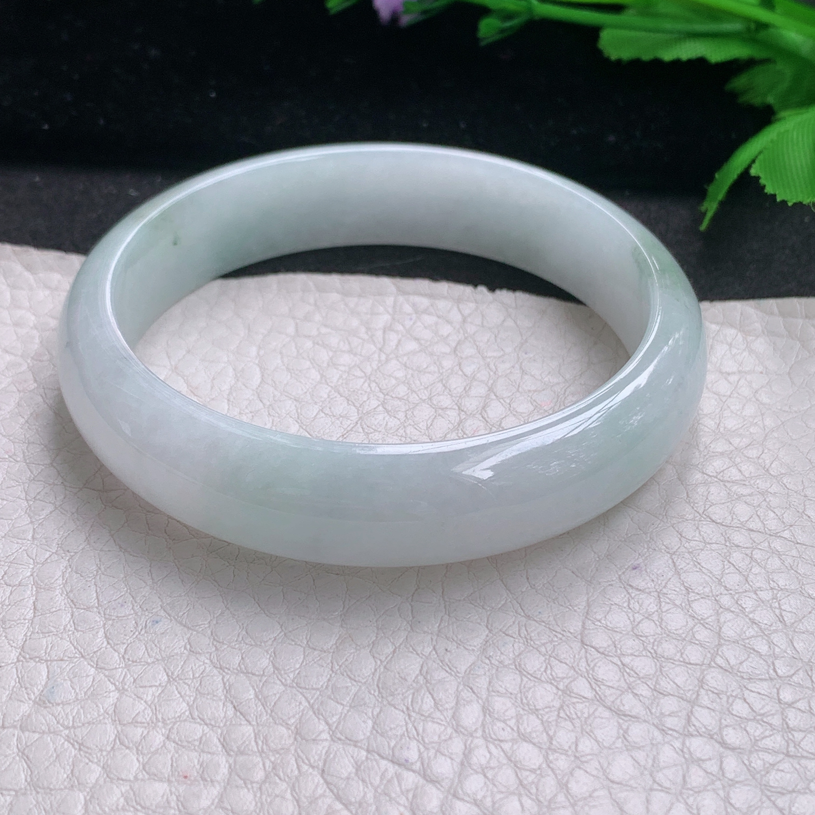 js纯美款58*13.8*7平安镯 缅甸翡翠A货玉手镯精美冰纯宽边玉手环