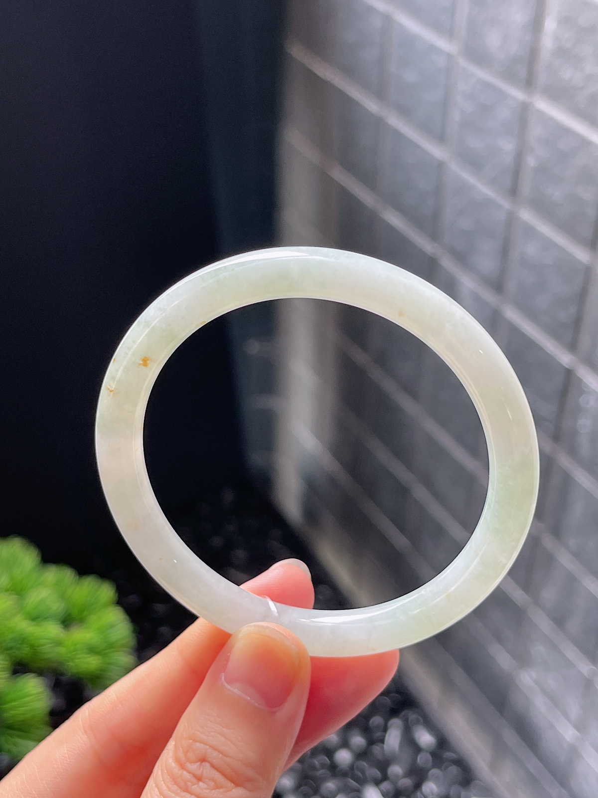 圆镯53.1圈口，翡翠冰糯种白色手镯