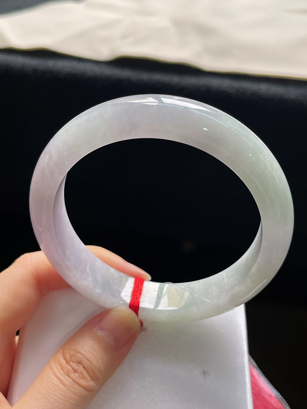 正圈61圈口，翡翠糯化种春带彩手镯