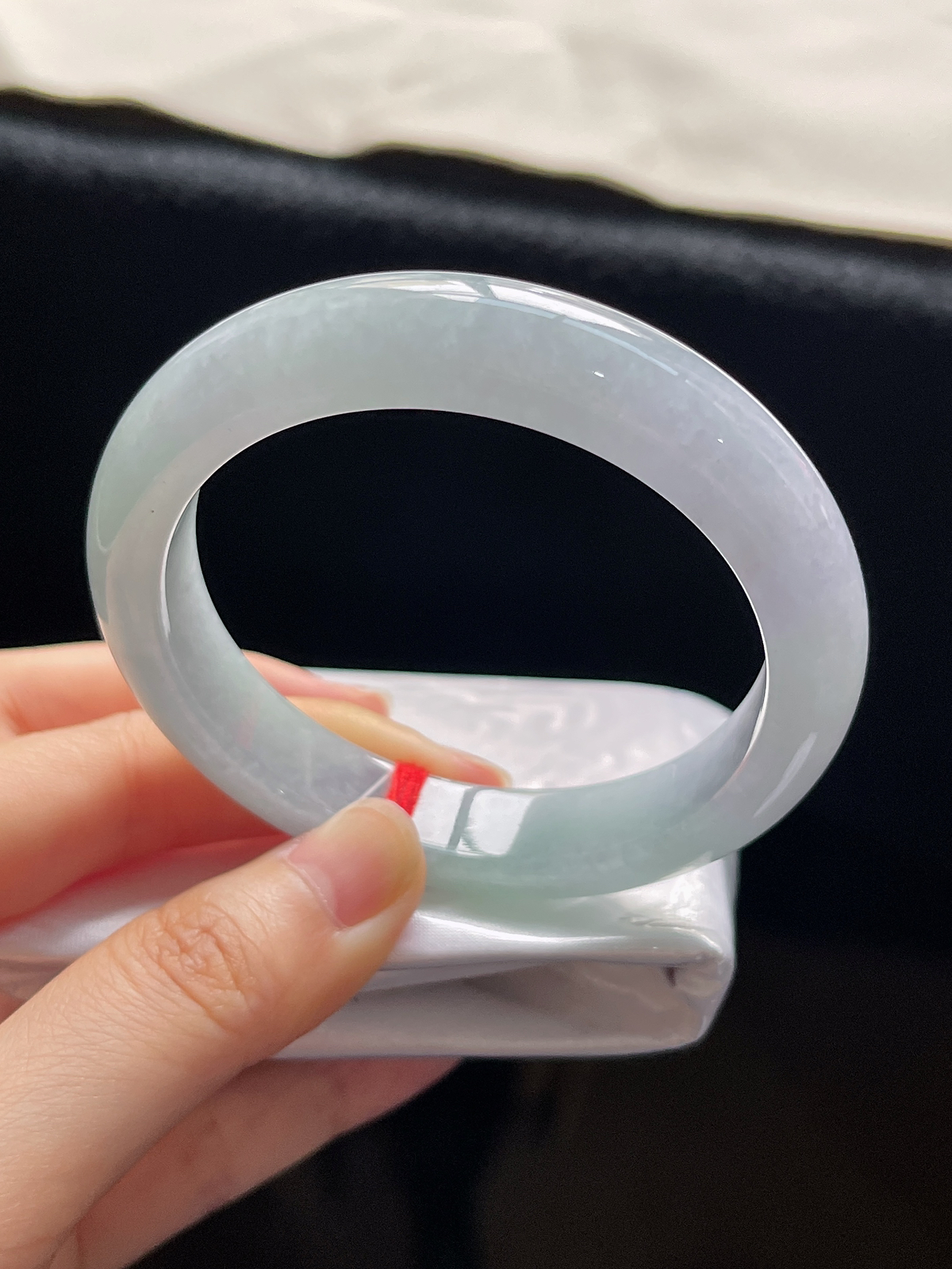 正圈55.5圈口，翡翠糯化种蓝紫色手镯