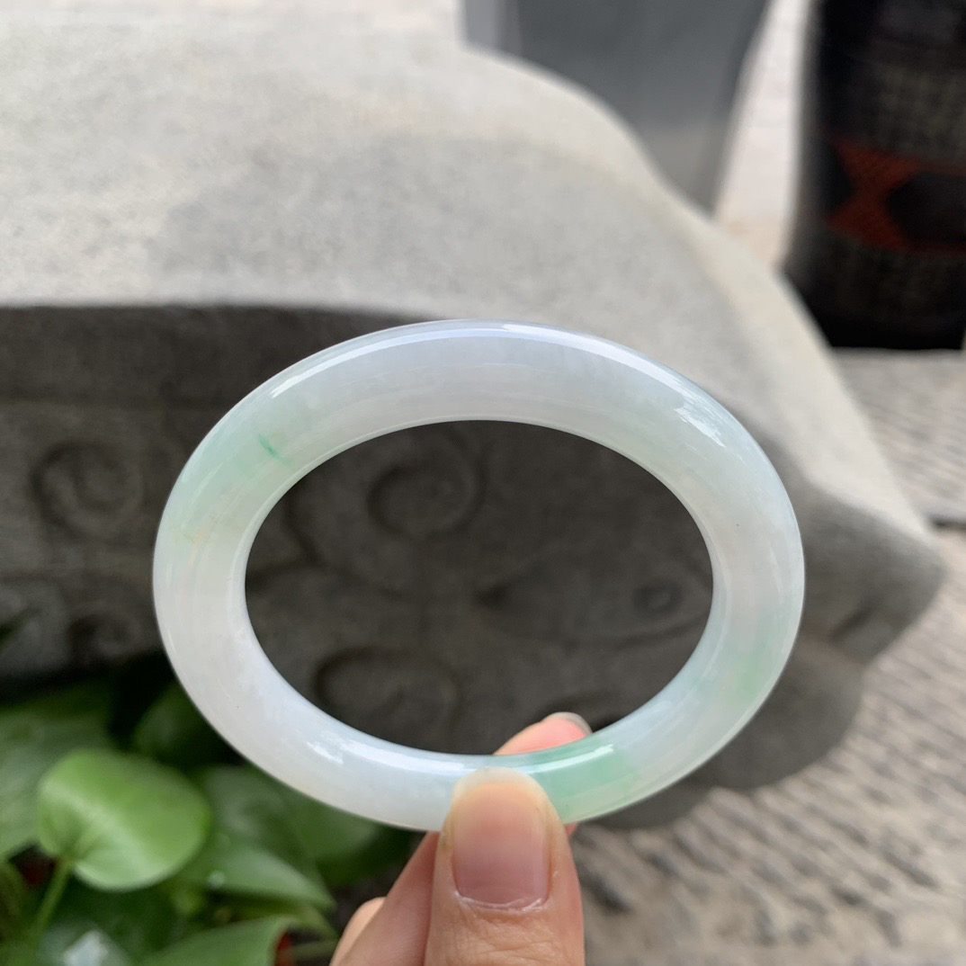 圈口 55.2-10【冰晴绿圆条手镯】圆条55 56可戴