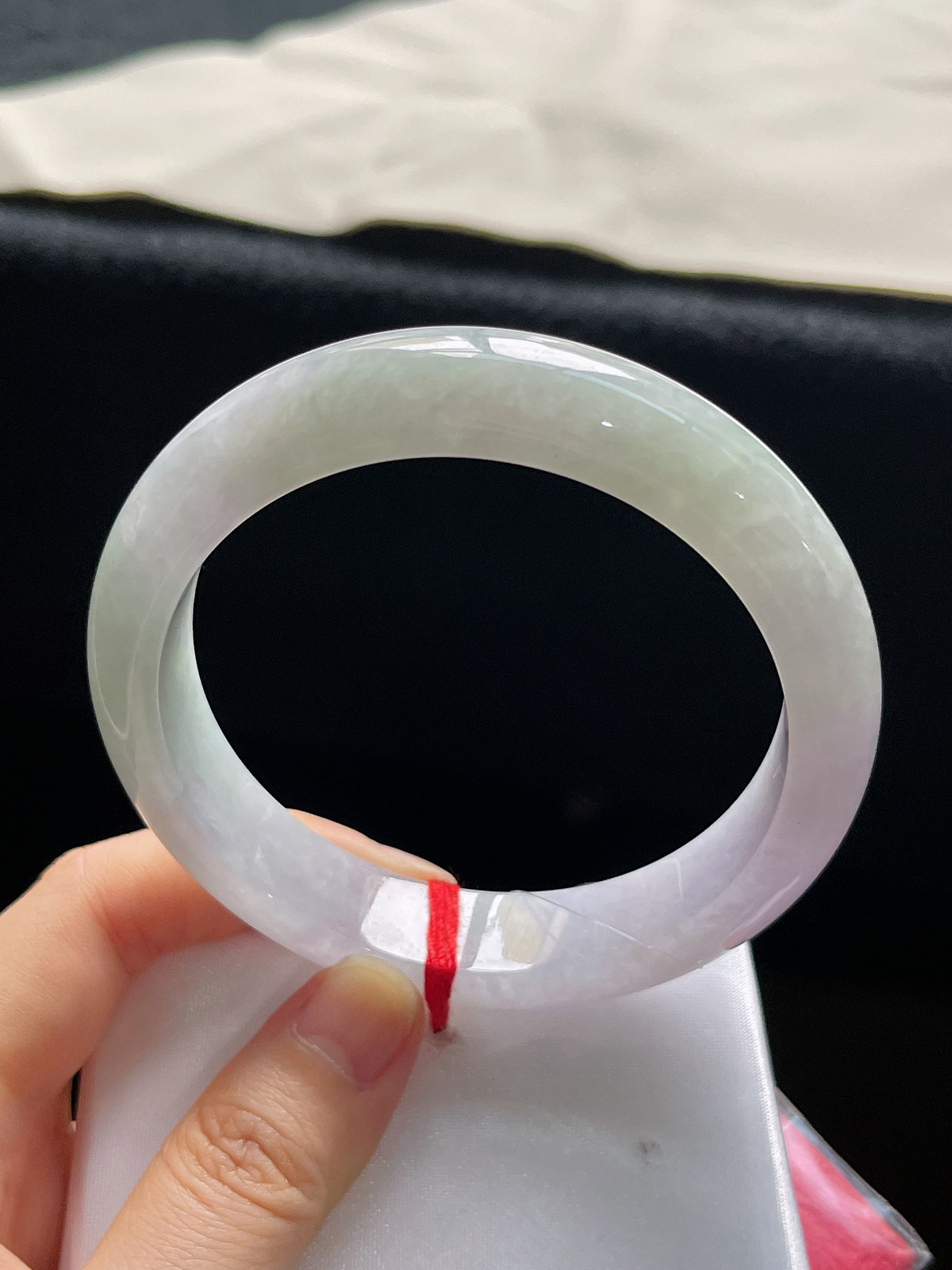 正圈61圈口，翡翠糯化种春带彩手镯