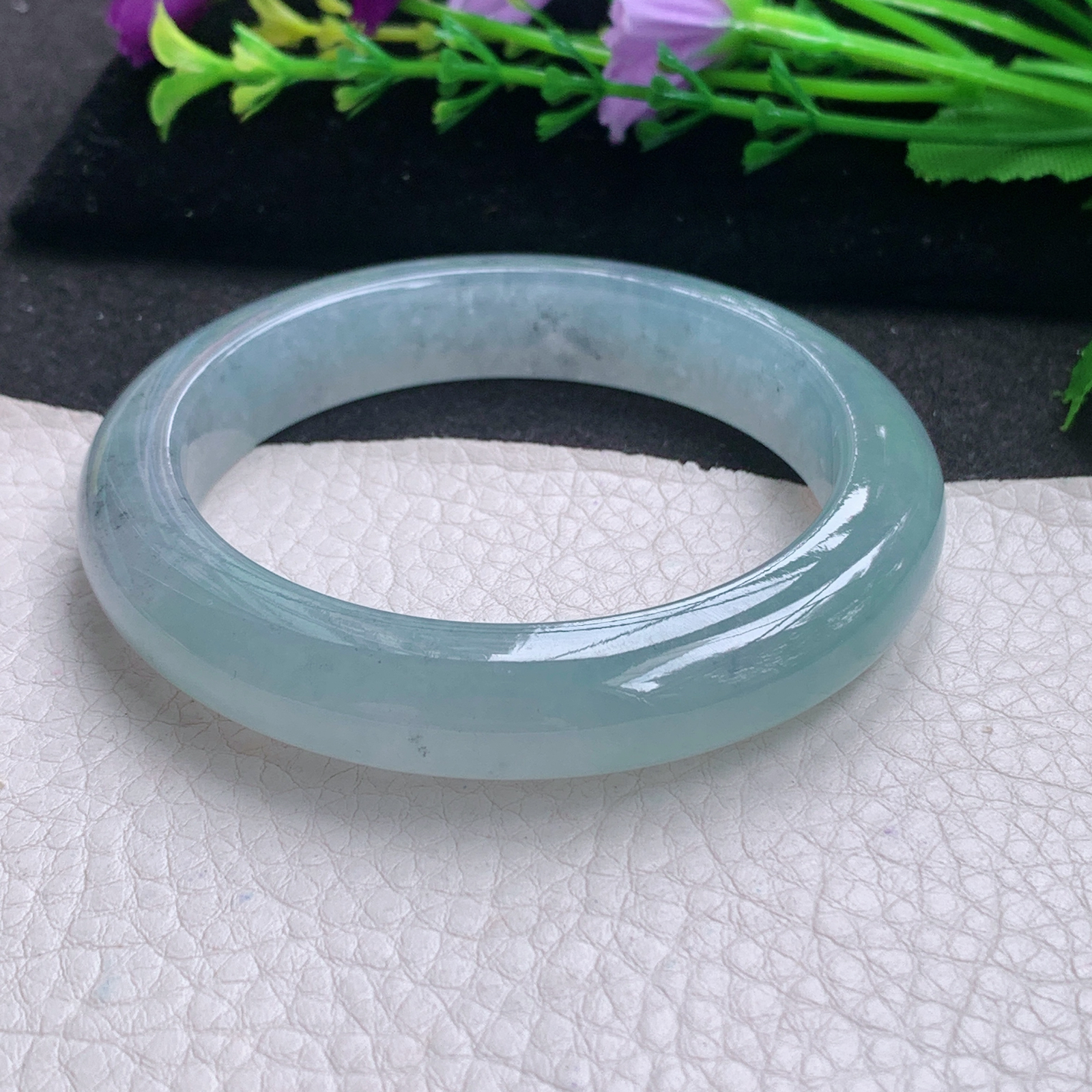 xo冰爽款55.5*11.8*9平安镯 缅甸翡翠A货玉手镯精美冰飘乌鸡花宽边玉手镯