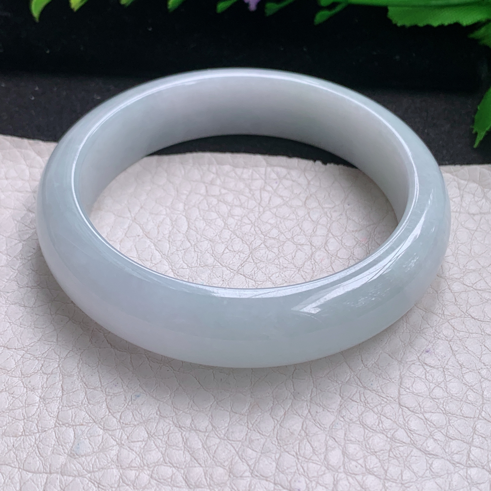 nr白月光款57*14.3*8.2平安镯 缅甸翡翠A货玉手镯精美纯美宽边玉手镯