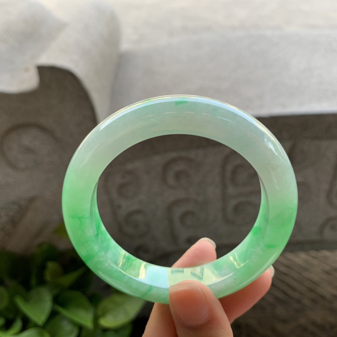 圈口55-11.9-9.8 【阳绿正圈手镯】正圈55 56可戴