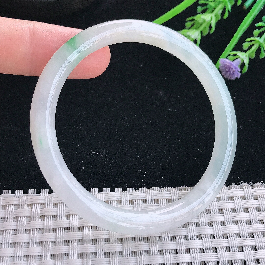 实拍天然翡翠54/6.4/7.2老坑秀气冰润飘绿叮当手镯翡翠玉镯手环