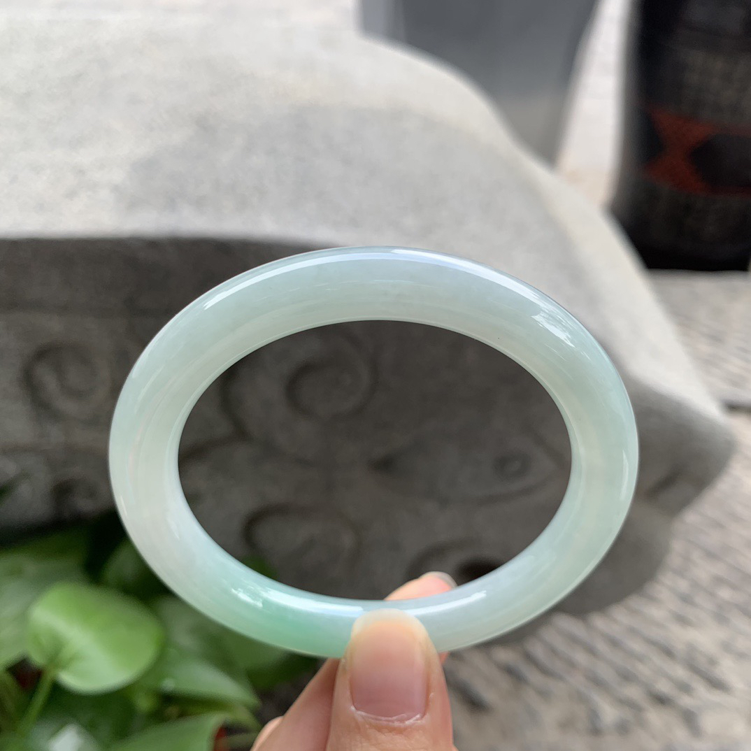 圈口 57.5-9.5【冰飘绿圆条手镯】圆条57 58可戴