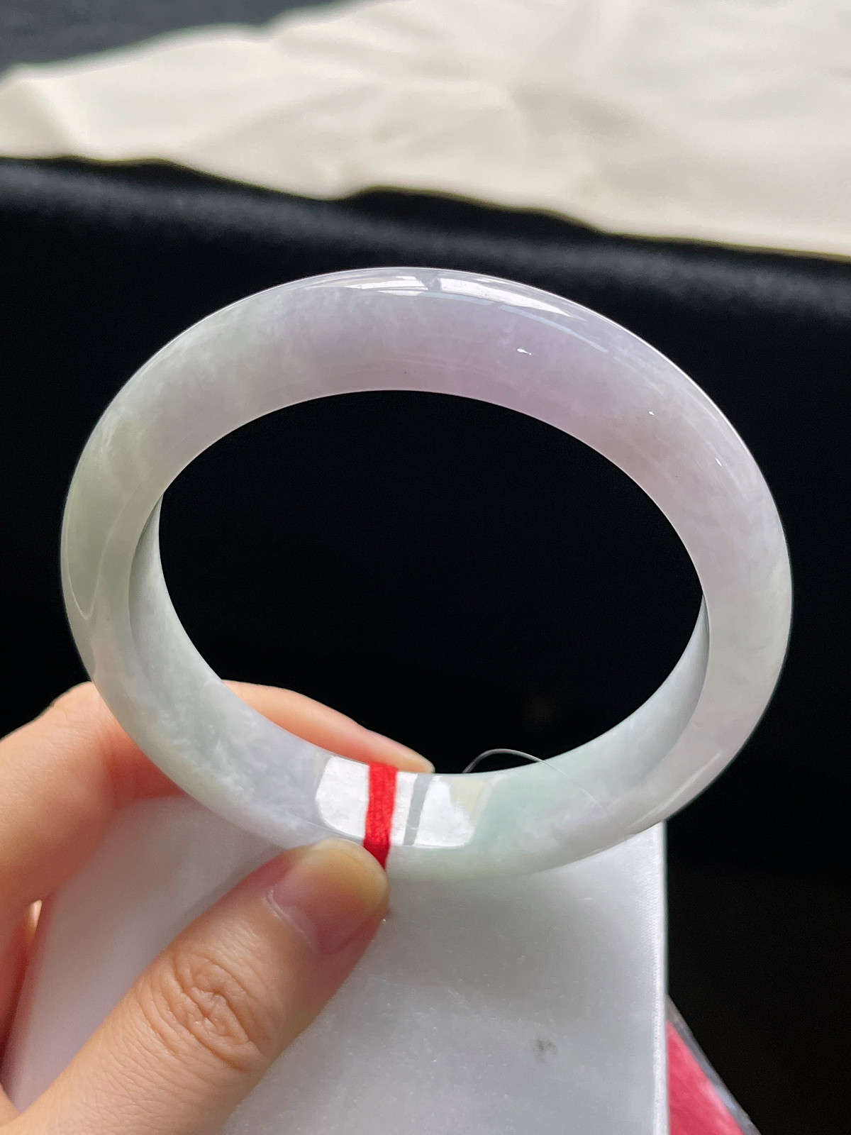 正圈61圈口，翡翠糯化种春带彩手镯