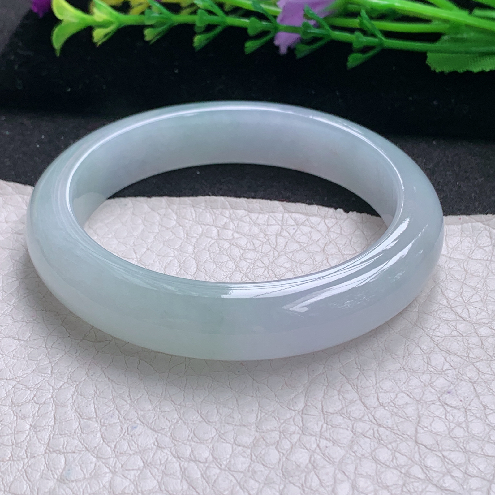 xo清新款55.5*12*8.5平安镯 缅甸翡翠A货玉手镯精美清新宽边玉手镯