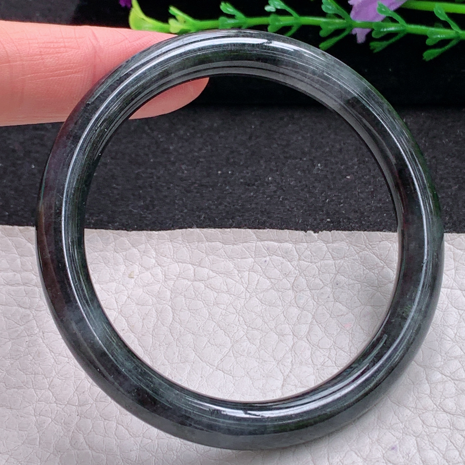 nc实拍55.5*8*7.8叮当镯 缅甸翡翠A货玉手镯精美特色乌鸡圆条美人镯