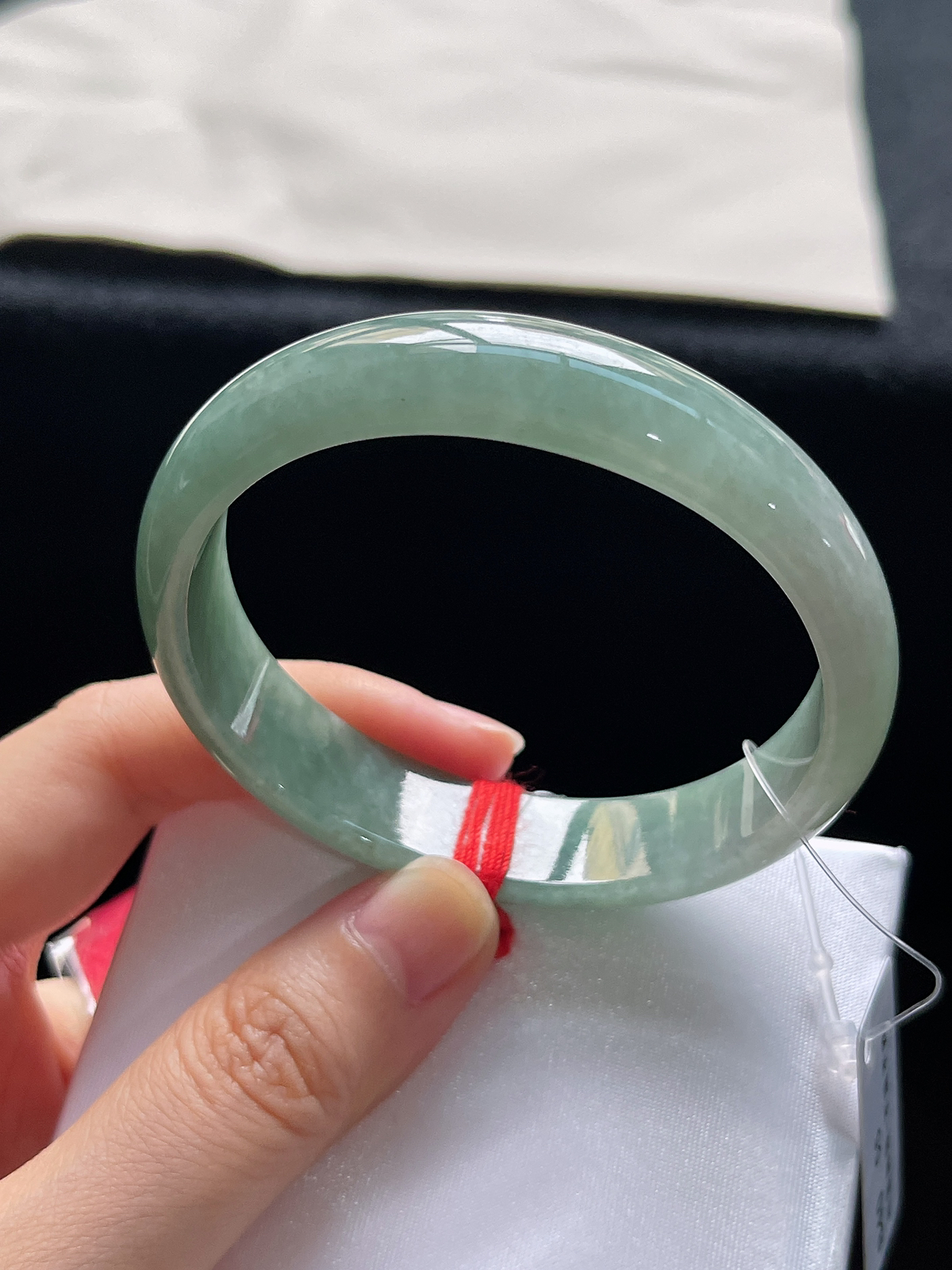 贵妃镯55.3圈口，翡翠糯化油青手镯