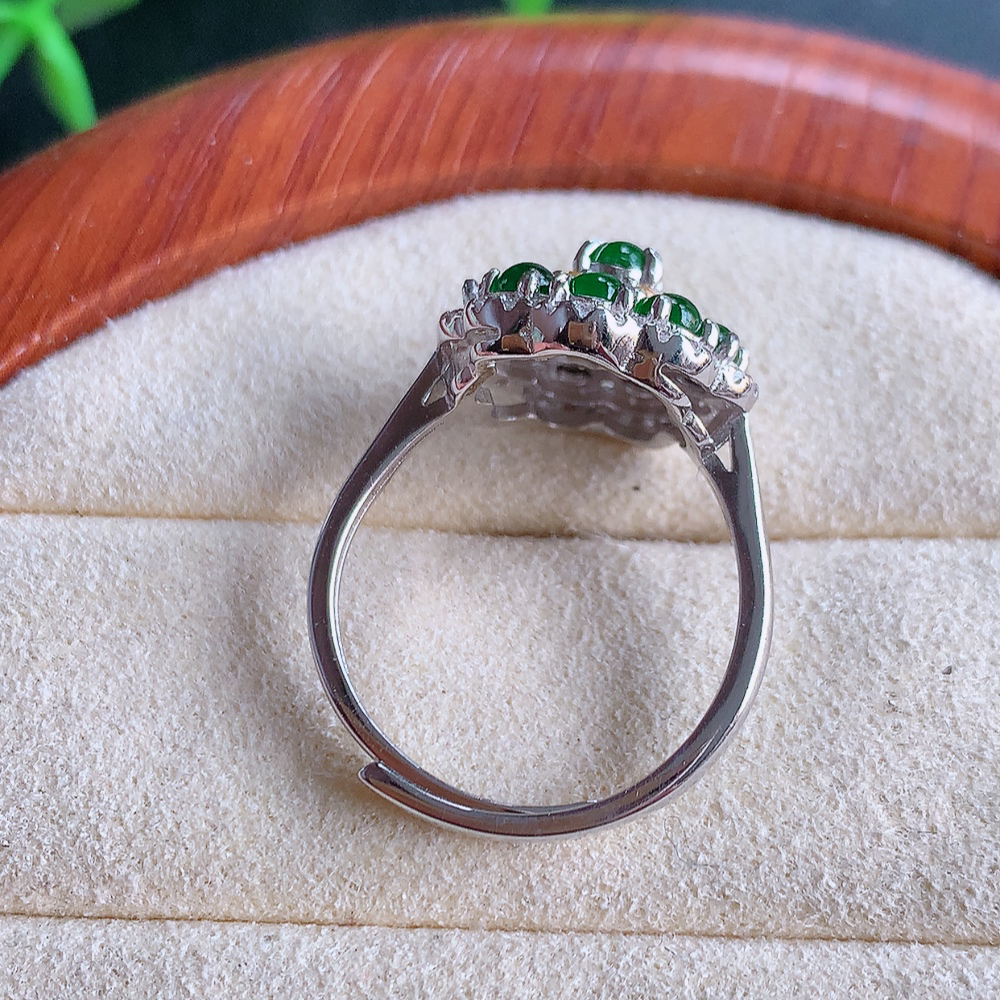 冰润满绿精美环形翡翠戒指  玉质细腻  冰清玉润  飘花灵动  颜色漂亮  W815.15   内径