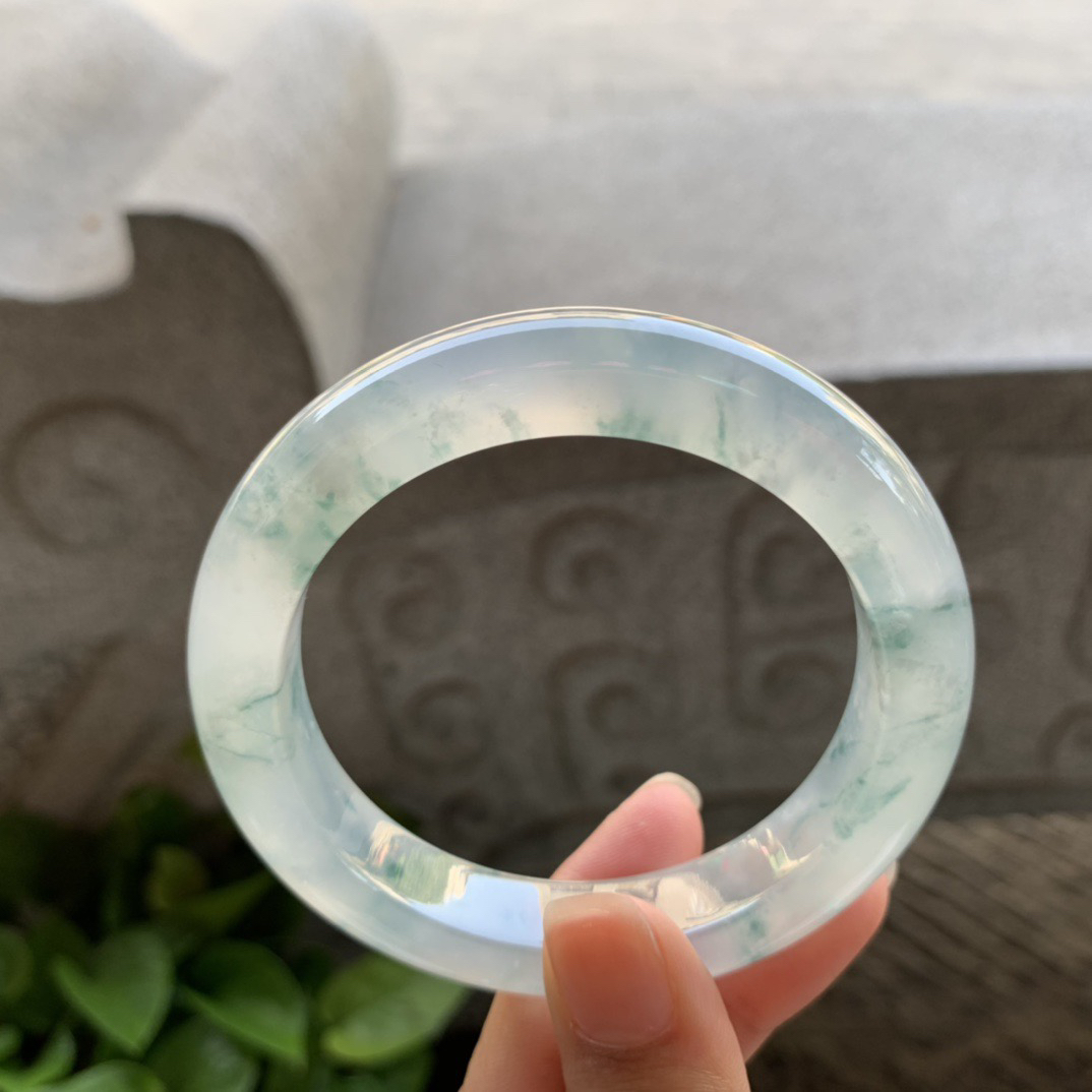 圈口55.7-11.7-9.8 【高冰飘花正圈手镯】正圈55 56可戴