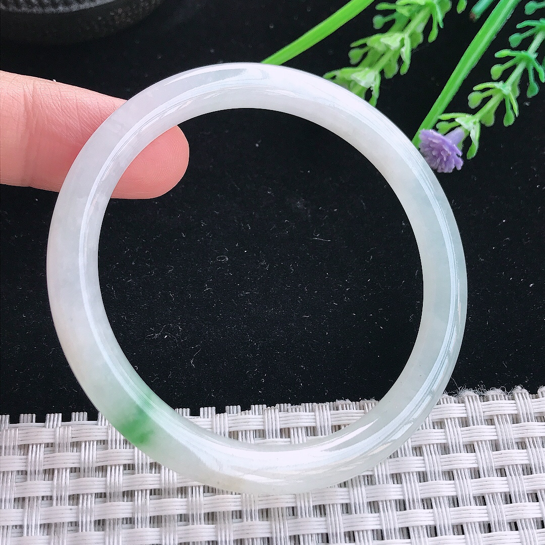 实拍天然翡翠54/6.4/7.2老坑秀气冰润飘绿叮当手镯翡翠玉镯手环