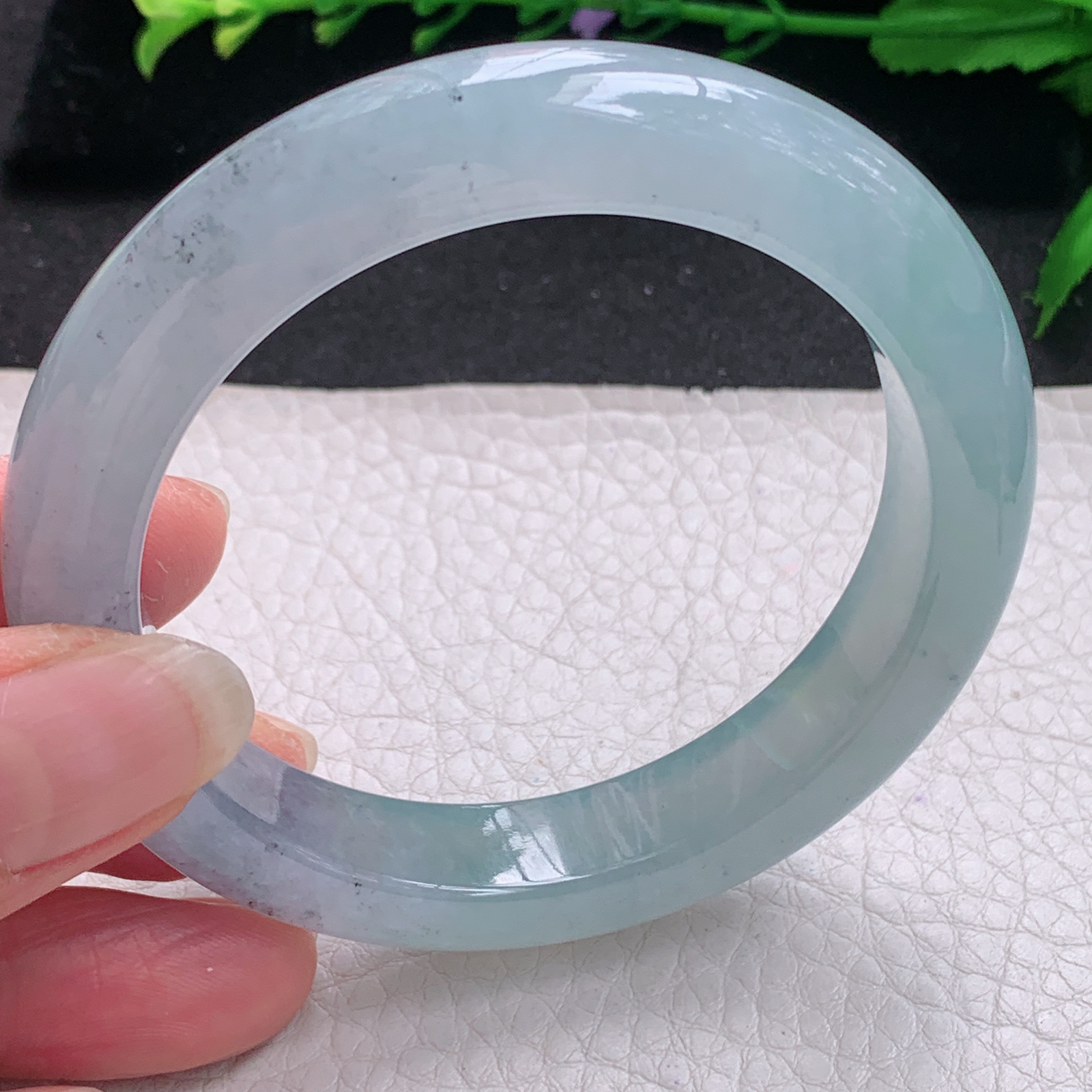 xo冰爽款55.5*11.8*9平安镯 缅甸翡翠A货玉手镯精美冰飘乌鸡花宽边玉手镯