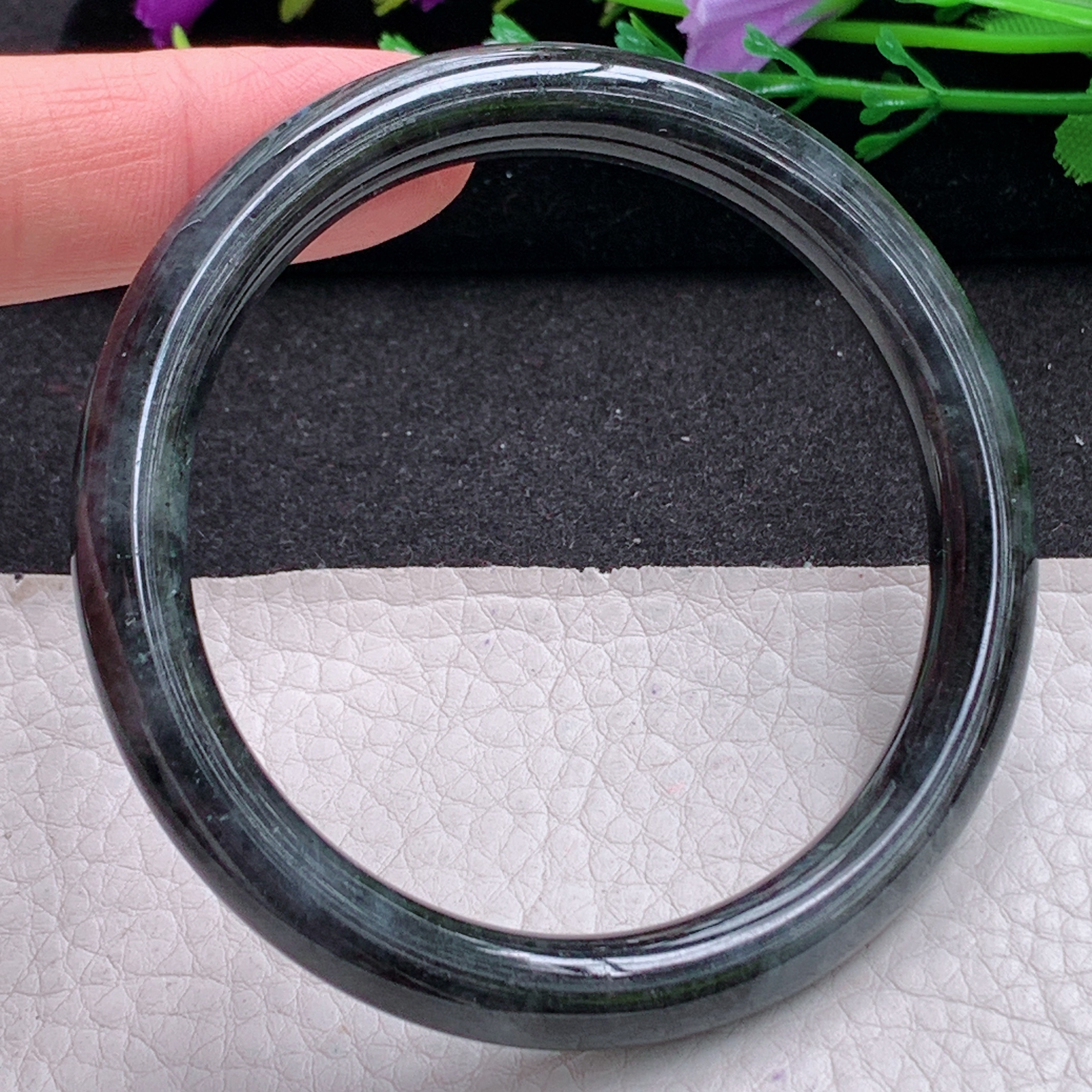 nc实拍55.5*8*7.8叮当镯 缅甸翡翠A货玉手镯精美特色乌鸡圆条美人镯