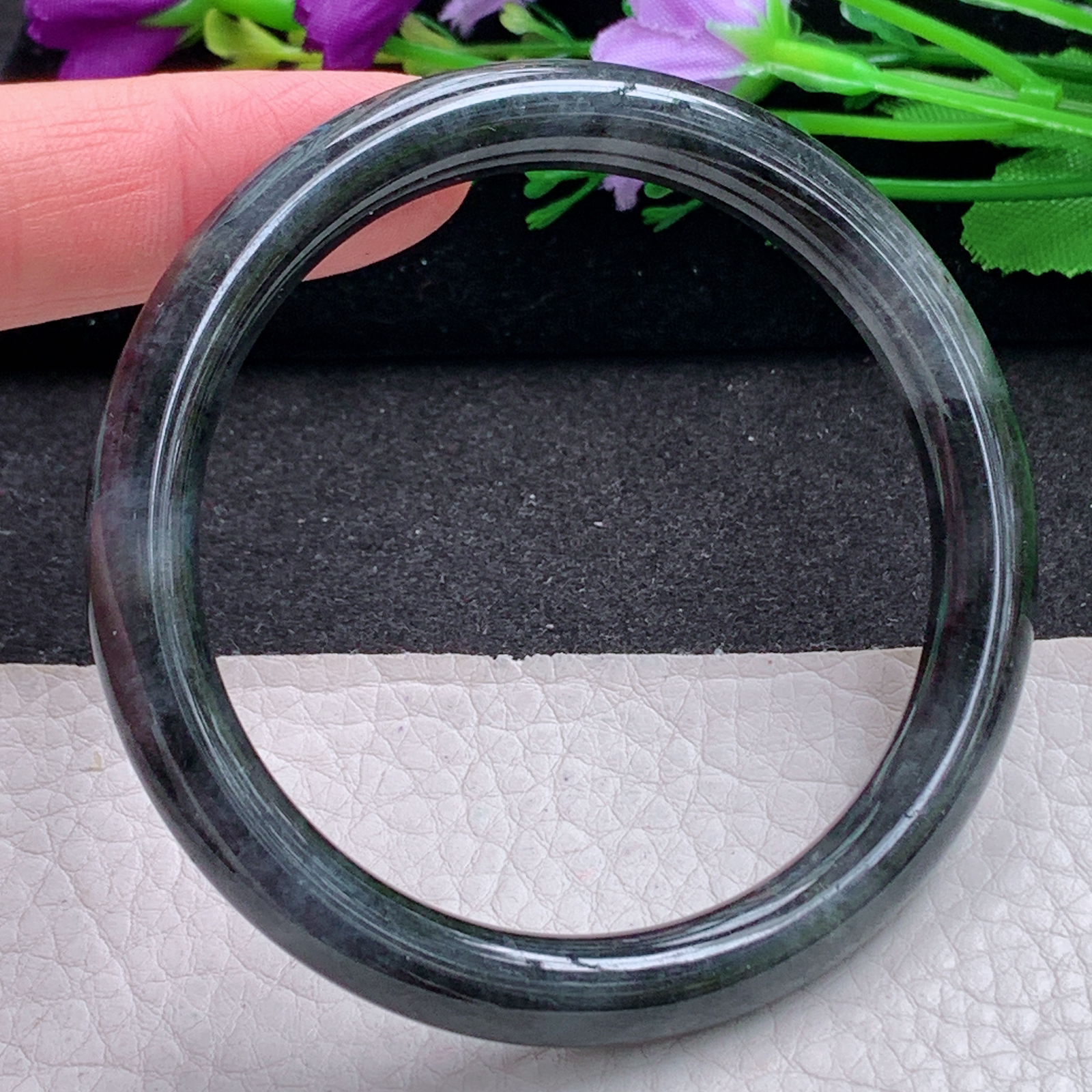 nc实拍55.5*8*7.8叮当镯 缅甸翡翠A货玉手镯精美特色乌鸡圆条美人镯